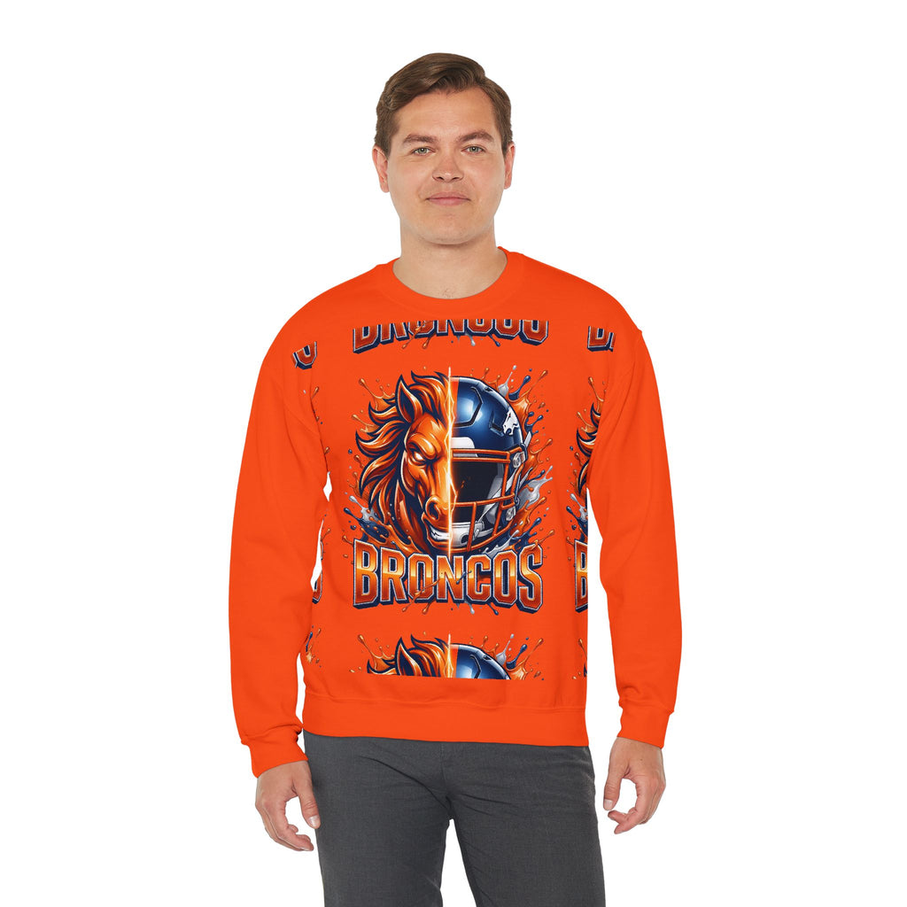 Broncos Football Crewneck Sweatshirt — Fierce Horse & Helmet Team Spirit