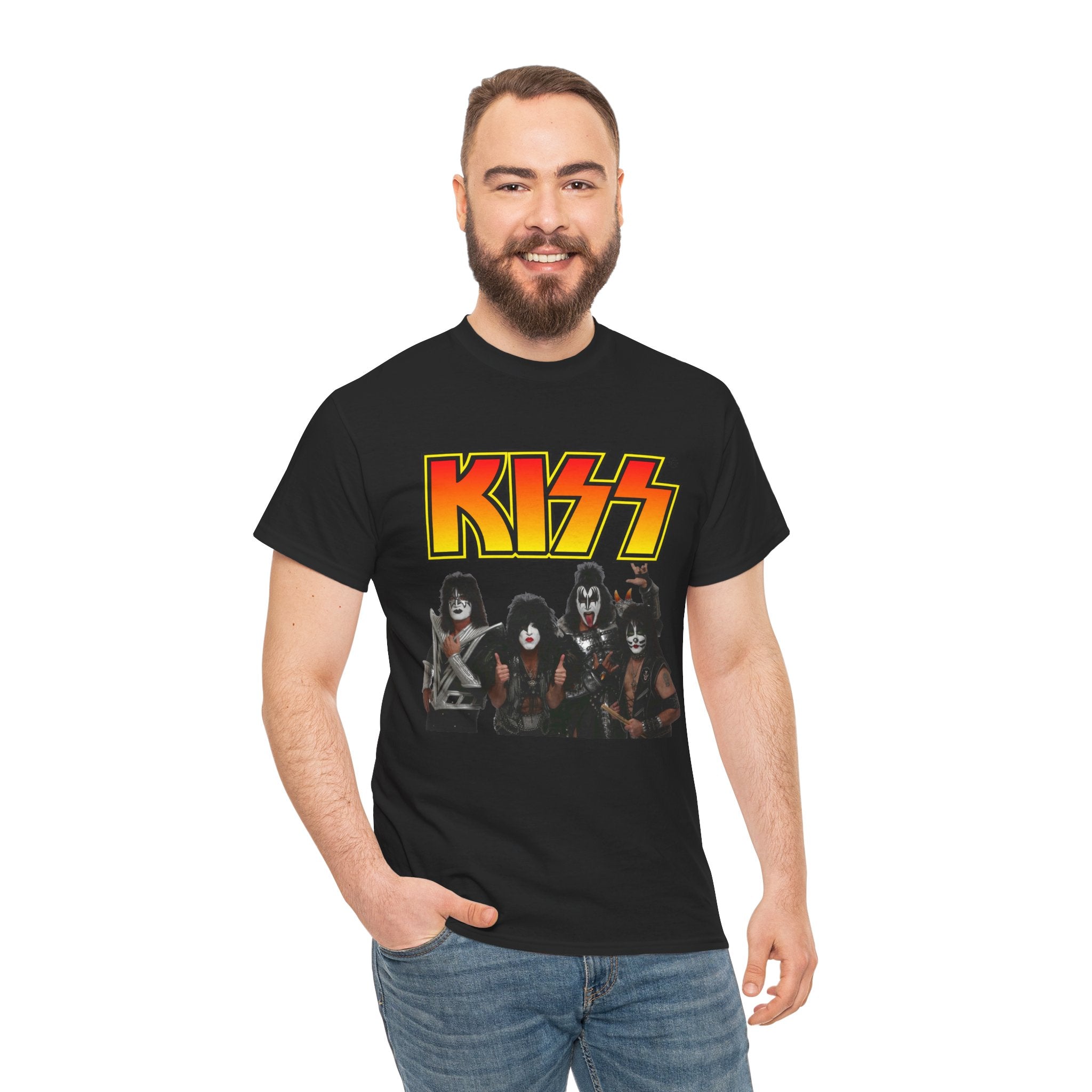 KISS Band Graphic Tee — Retro Rock Logo & Members Photo