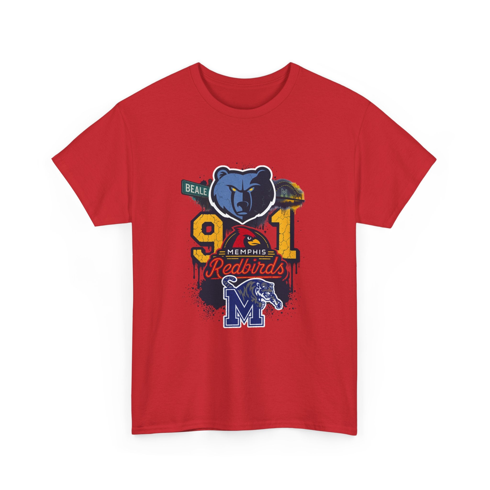Memphis Sports Collage T-Shirt — 901 Redbirds & Grizzlies Graphic Tee