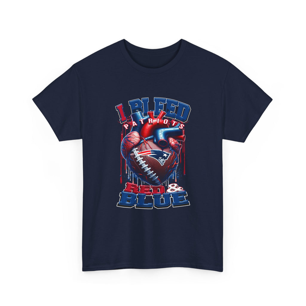 I Bleed Red & Blue Football T-Shirt — Patriots Fan Tee