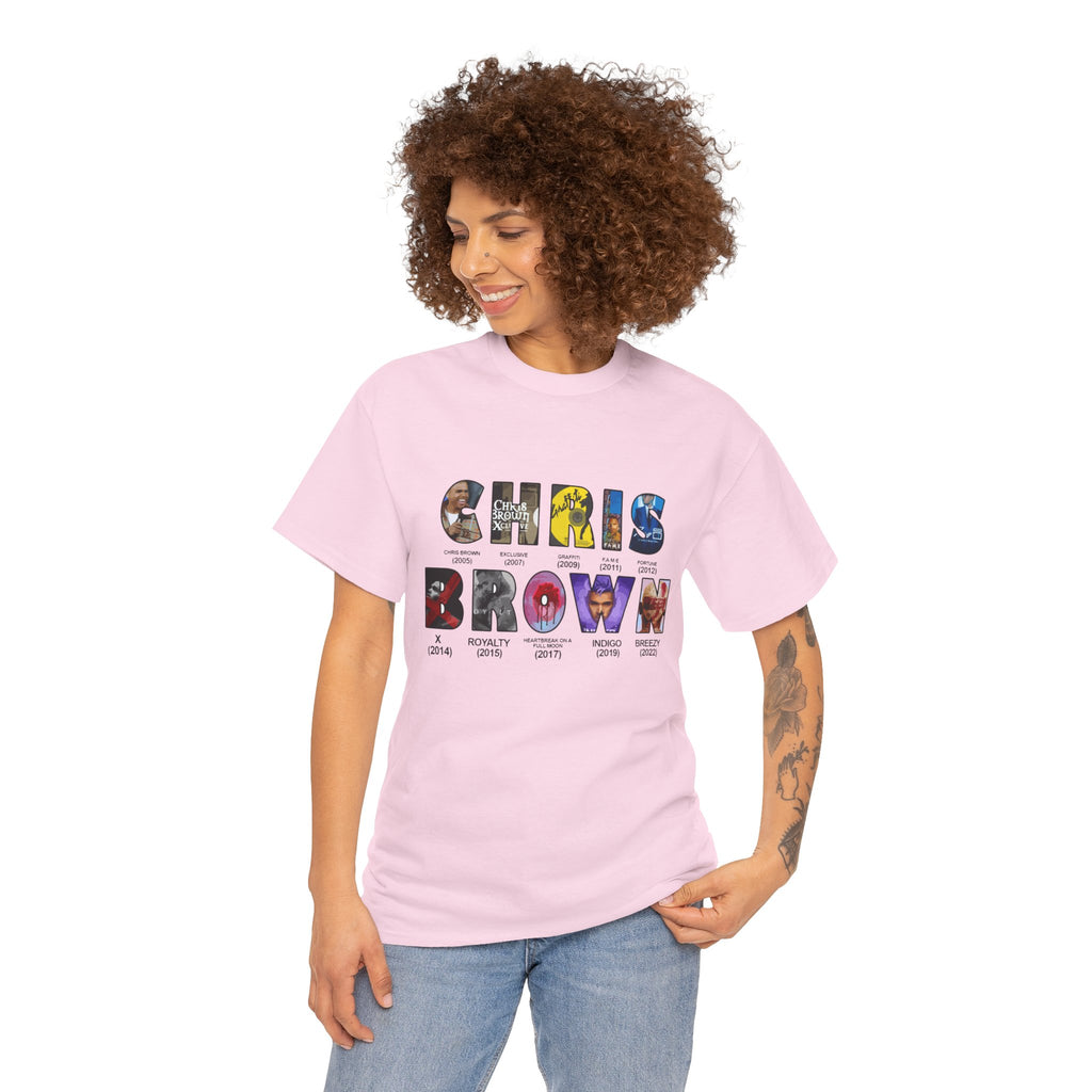 Chris Brown Collage Tee — R&B Artist Photo Letter Graphic T-Shirt
