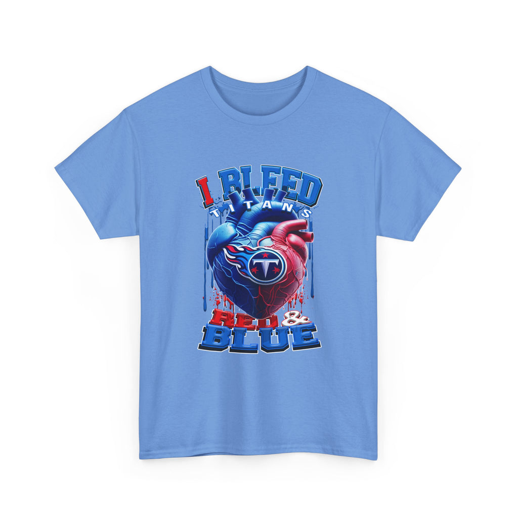 I Bleed Red & Blue Heart T-Shirt — Tennessee Titans Fan Tee