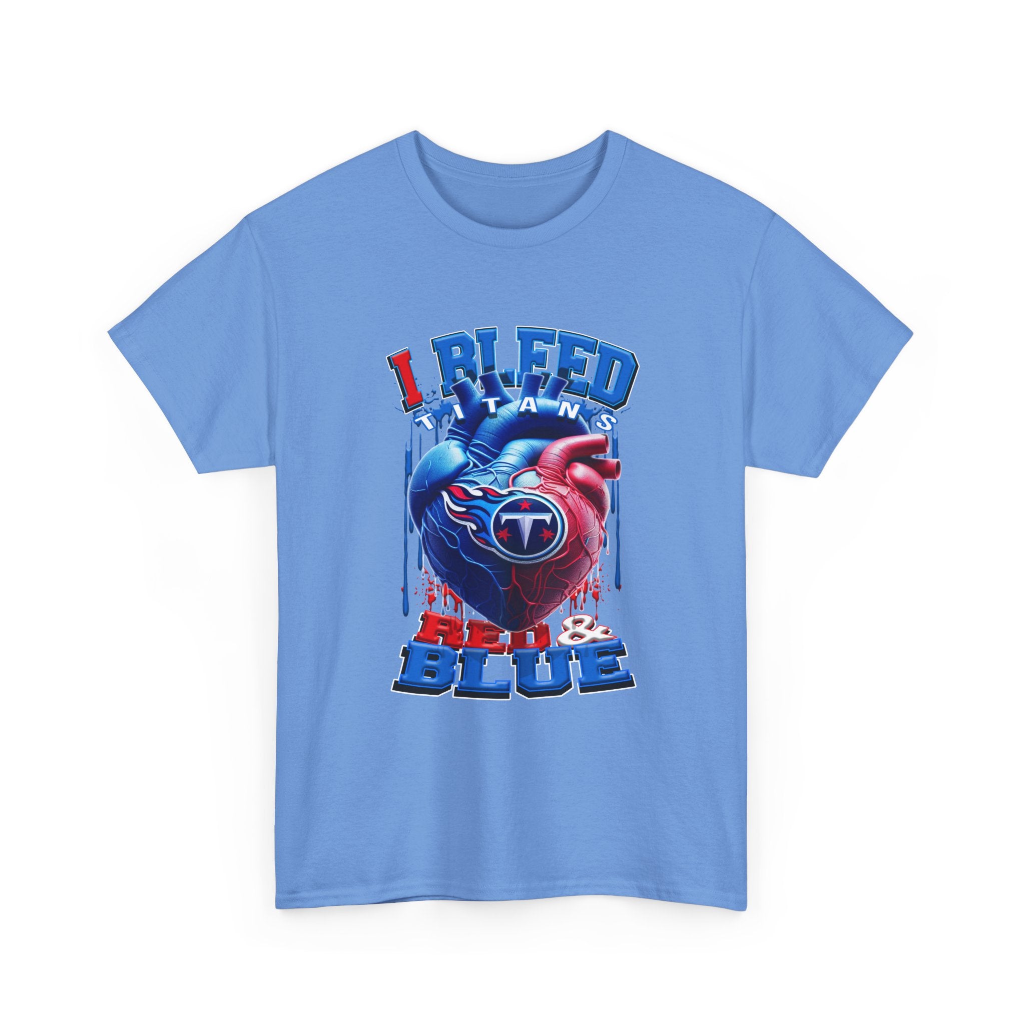 I Bleed Red & Blue Heart T-Shirt — Tennessee Titans Fan Tee