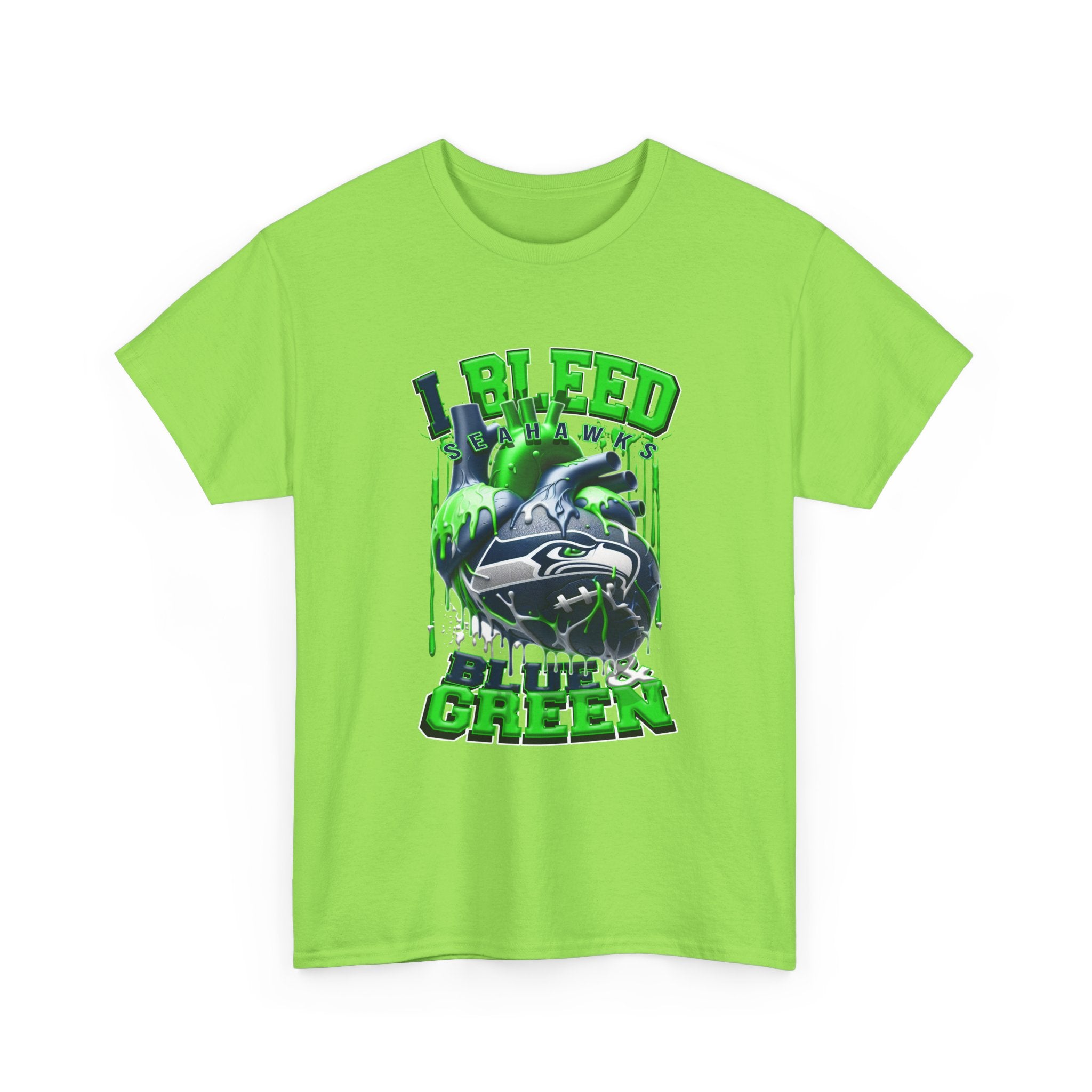 I Bleed Blue & Green T-Shirt — Seattle Seahawks Fan Tee