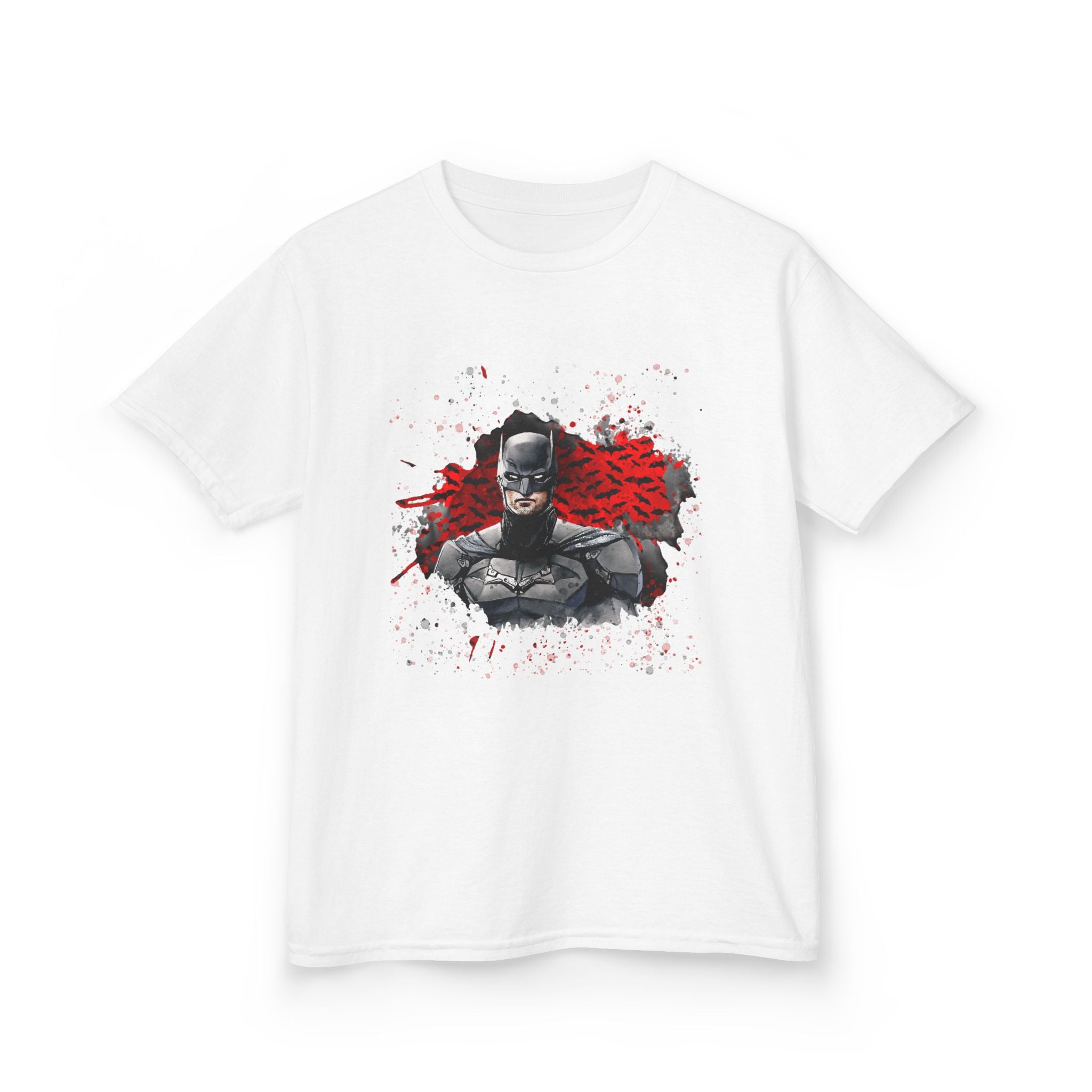 Batman Graphic T-Shirt — Dark Knight Bust with Red Splatter Art