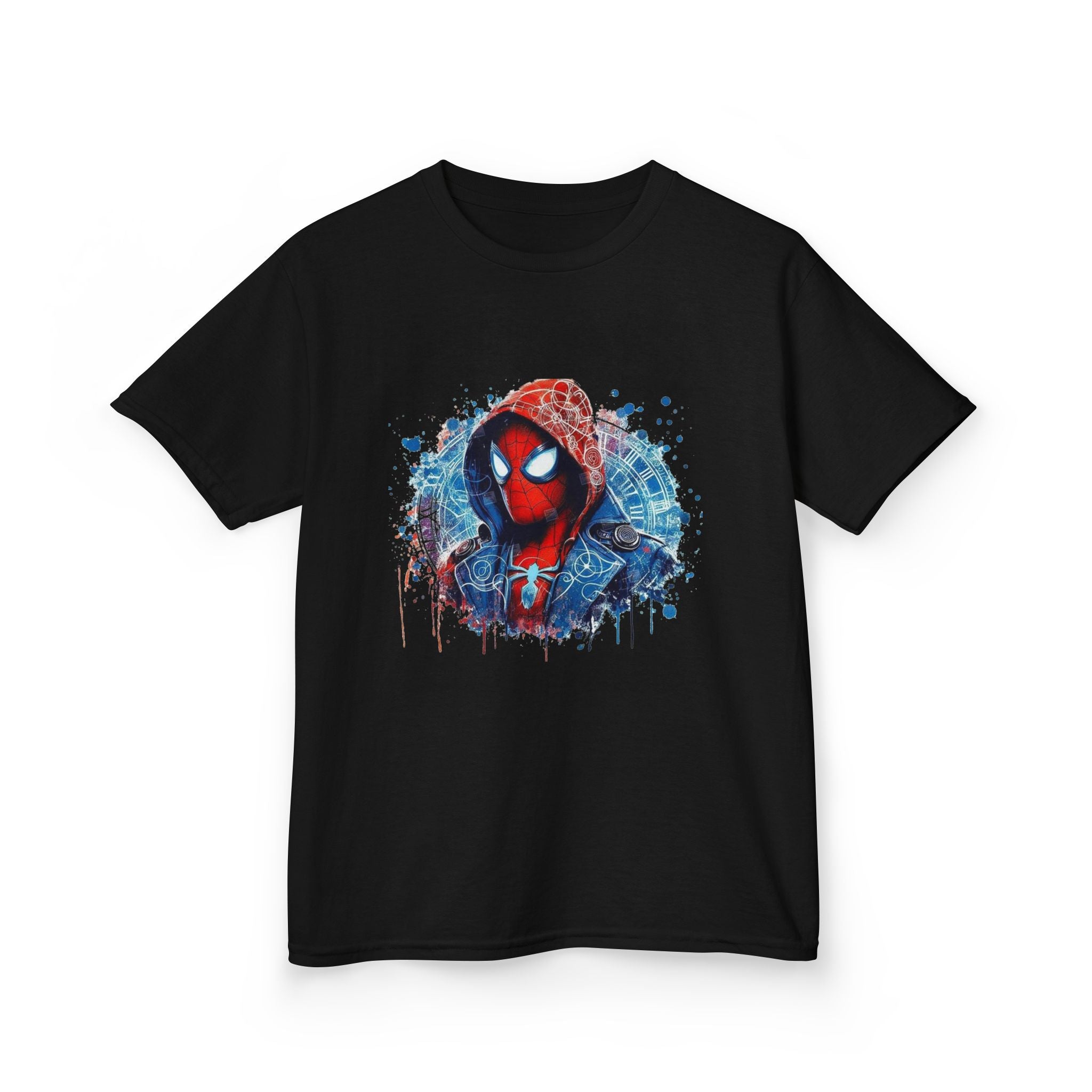 Kids Spider-Man Hero T‑Shirt — Colorful Watercolor Spidey Graphic