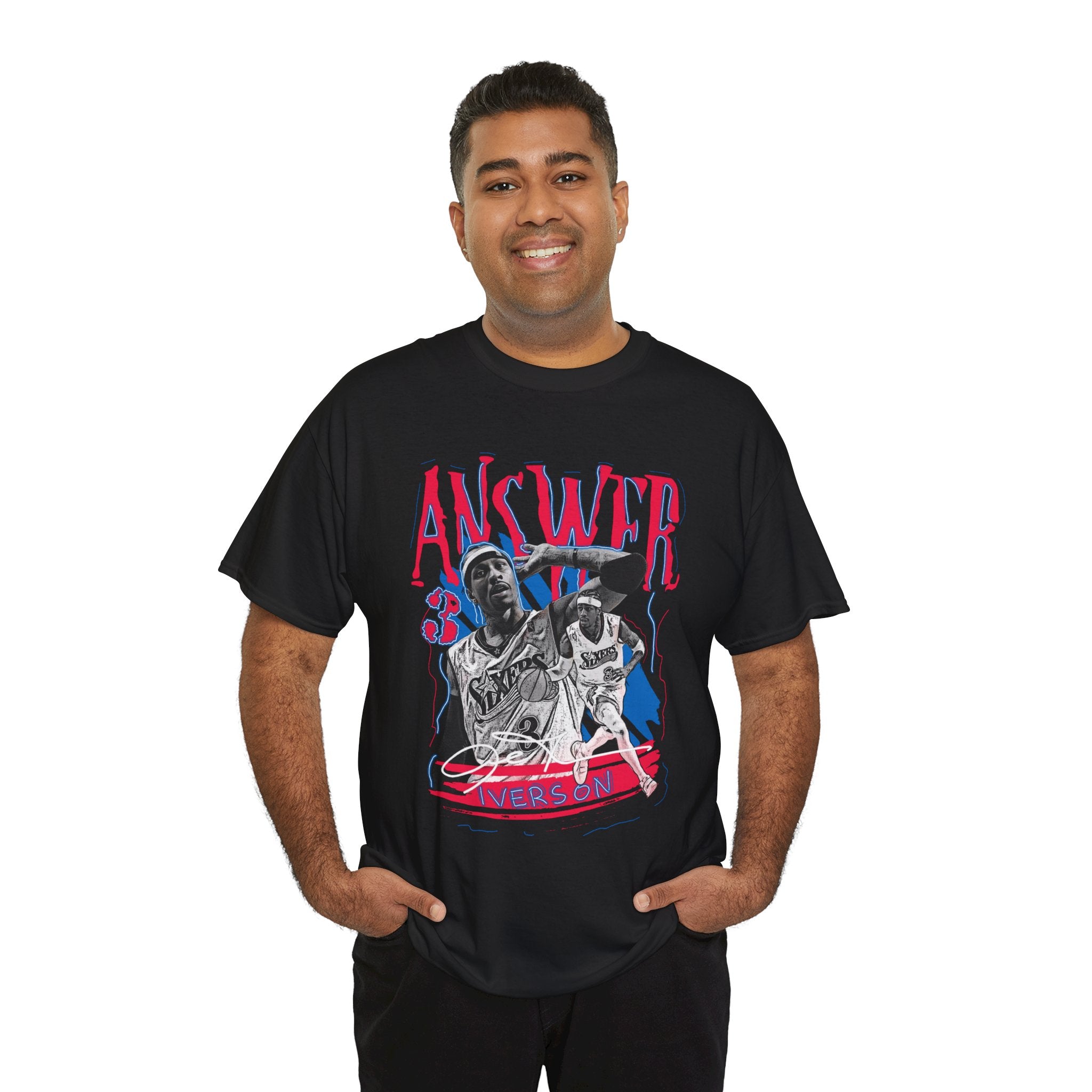 The Answer Allen Iverson Retro Basketball Tee — 'Answer' Graphic Vintage Hoop Shirt