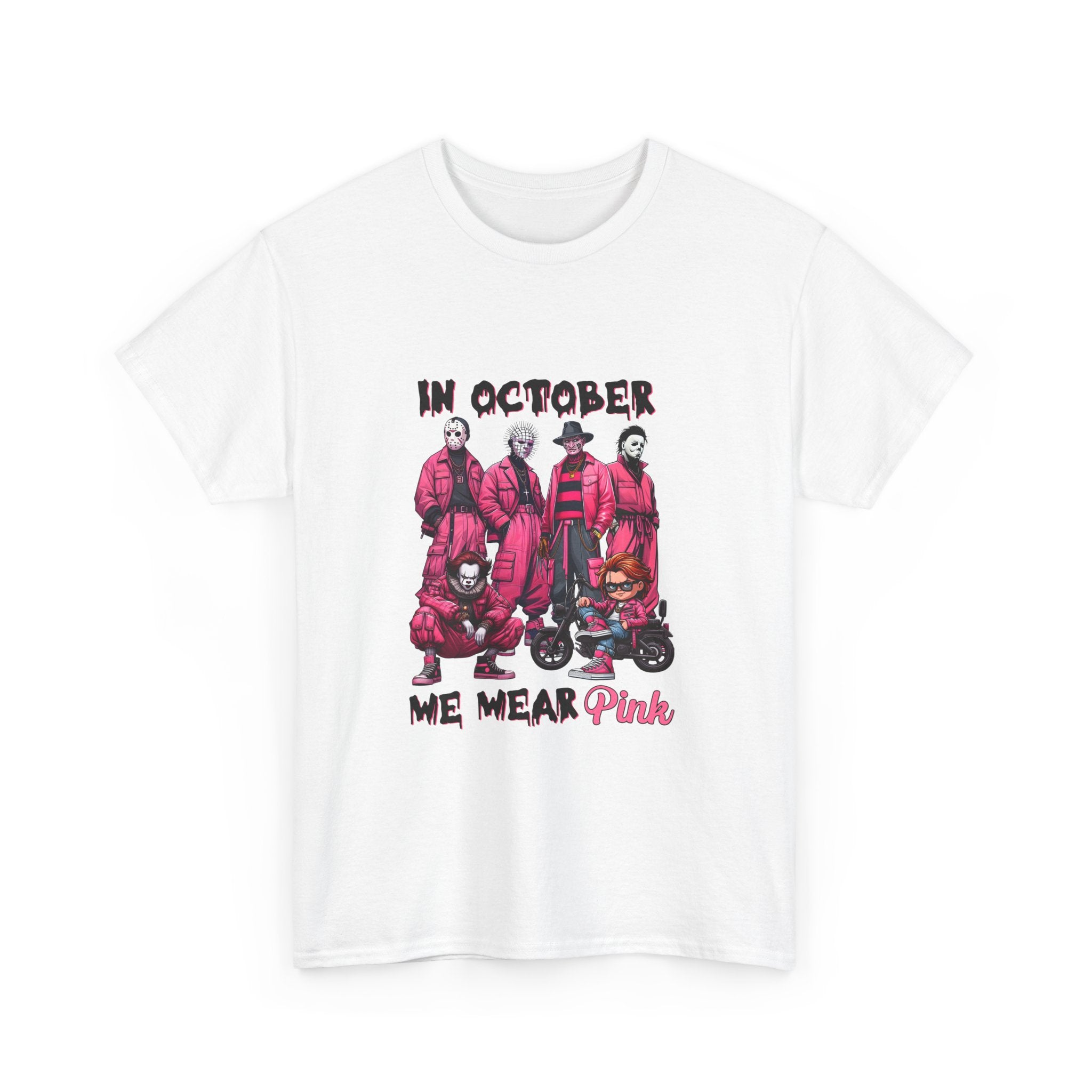 Horror Icons 'In October We Wear Pink' T-Shirt