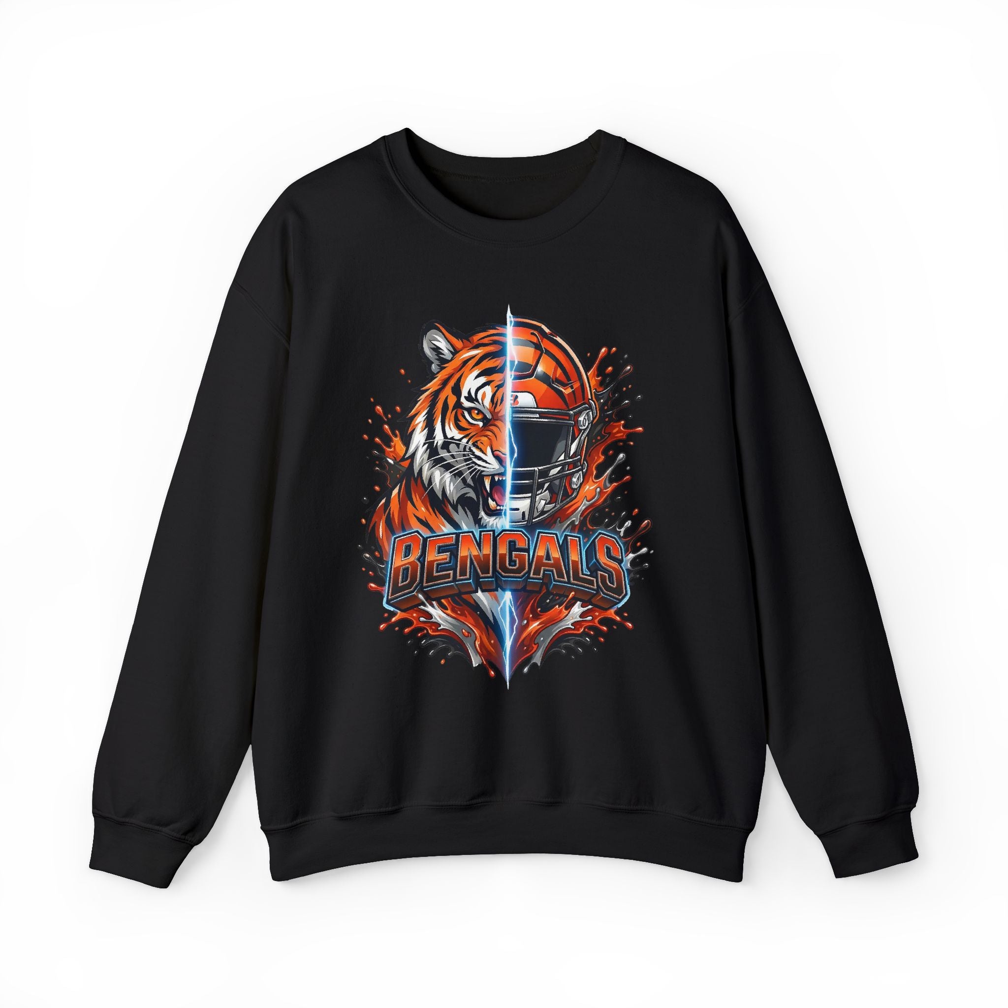 Bengals Tiger Helmet Crewneck Sweatshirt — Football Fan Pullover