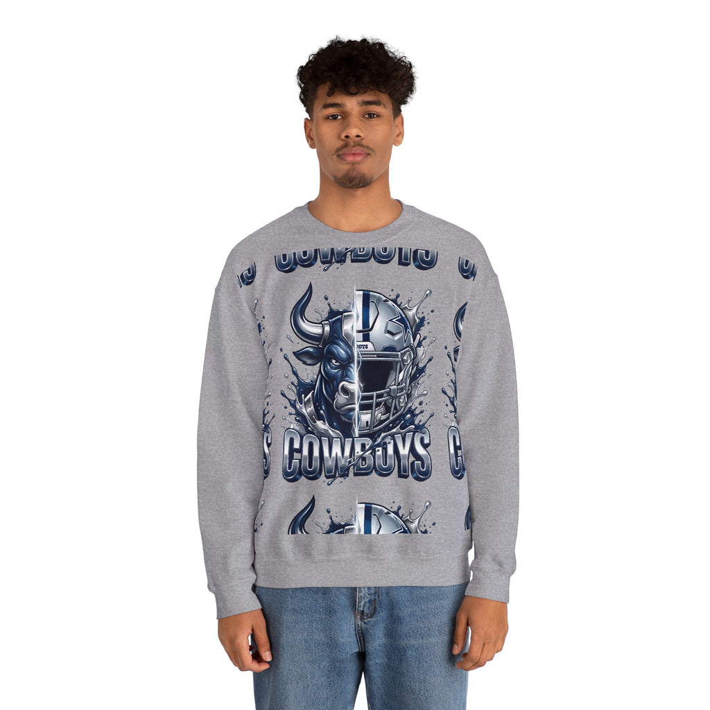Cowboys Bull & Helmet Crewneck Sweatshirt — Football Fan Pullover