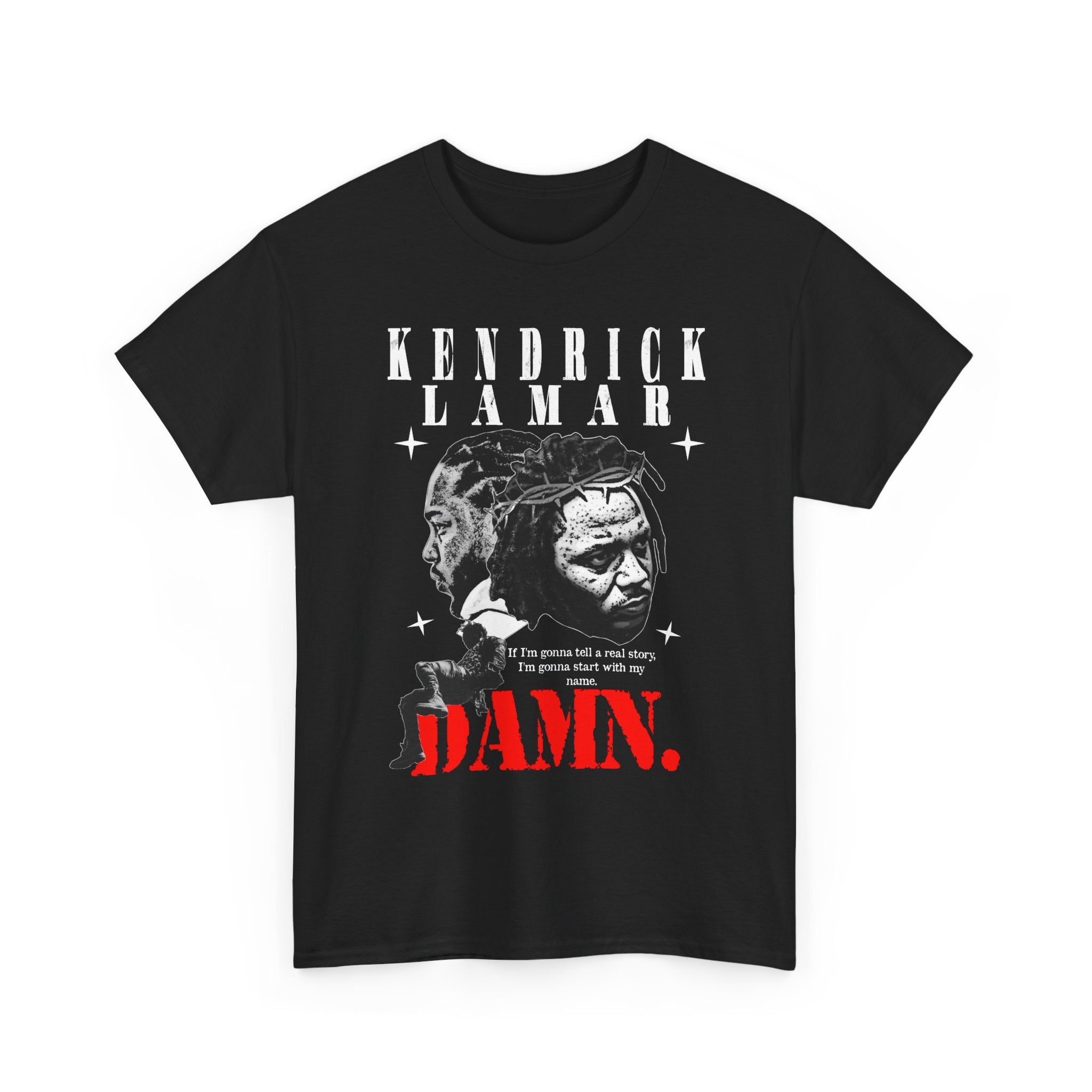K. Dot Graphic Tee — Dual Portrait 'DAMN.' Streetwear T-Shirt