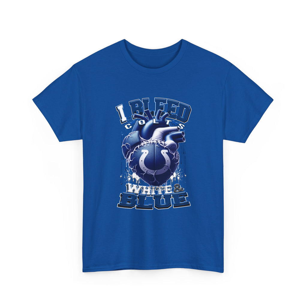 I Bleed Colts Blue T-Shirt — Fan Heart Graphic Tee