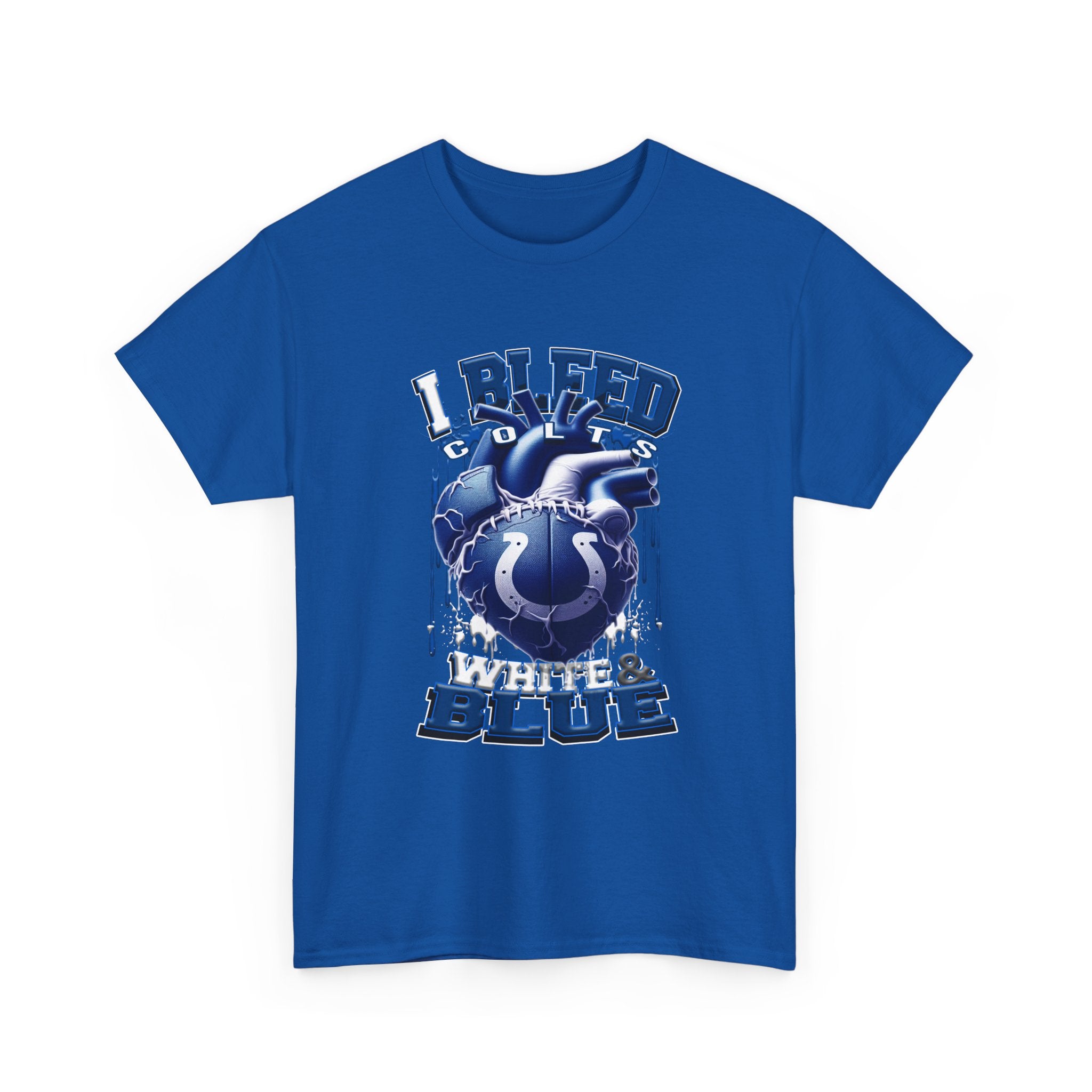 I Bleed Colts Blue T-Shirt — Fan Heart Graphic Tee