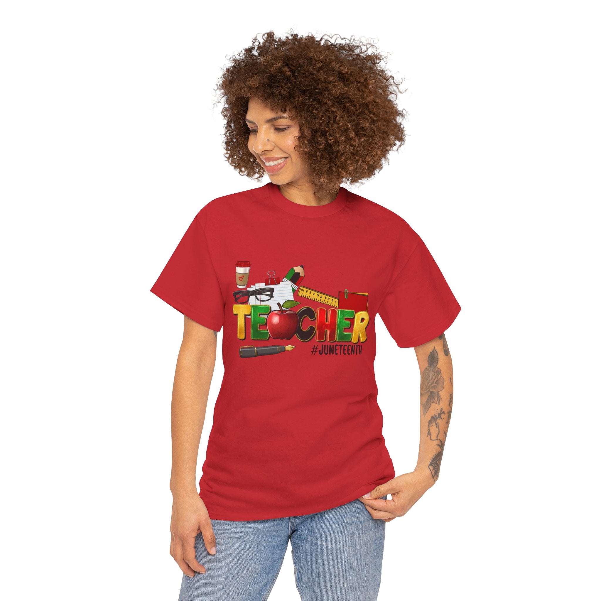 Teacher Juneteenth T-Shirt — Colorful Classroom Apple Design