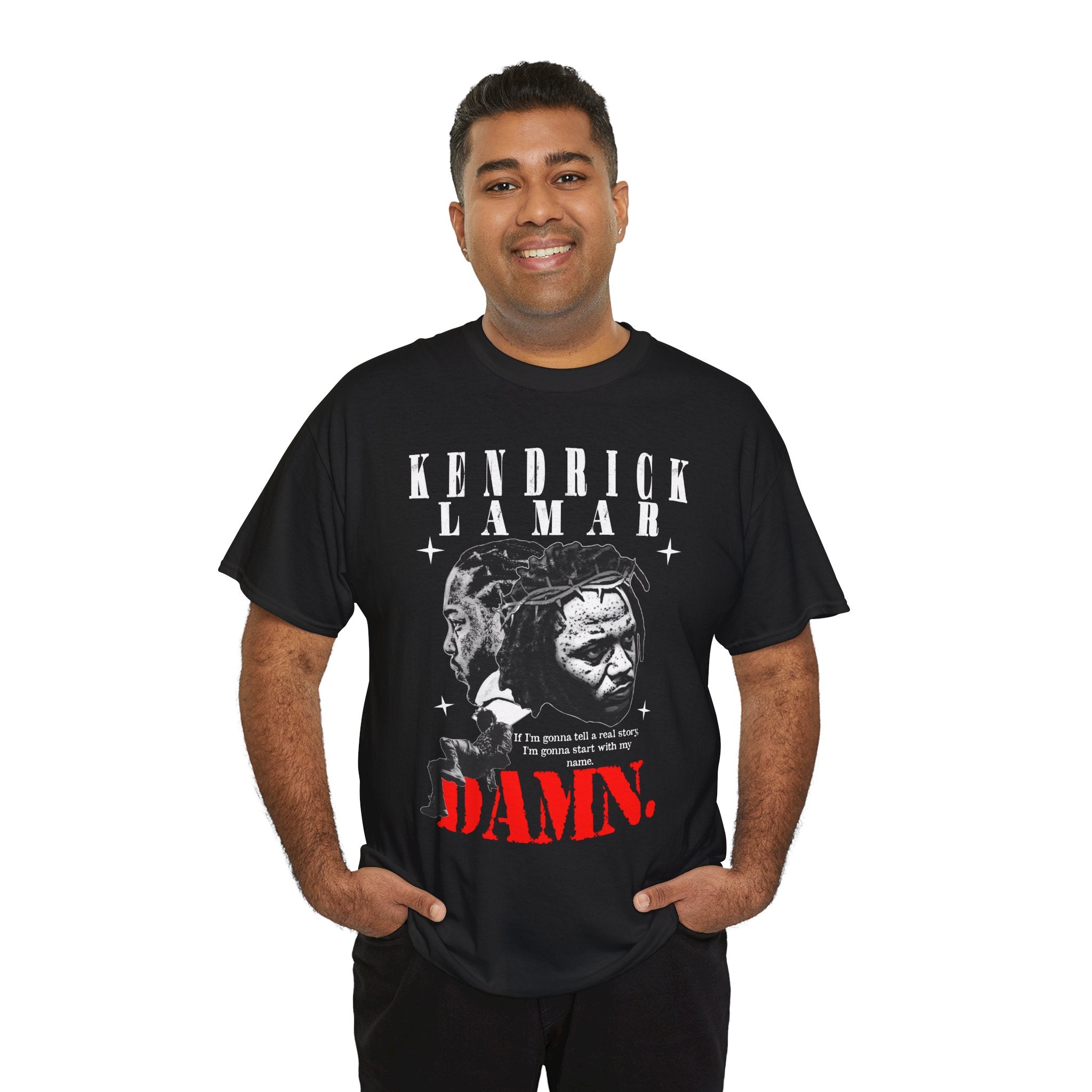 K. Dot Graphic Tee — Dual Portrait 'DAMN.' Streetwear T-Shirt