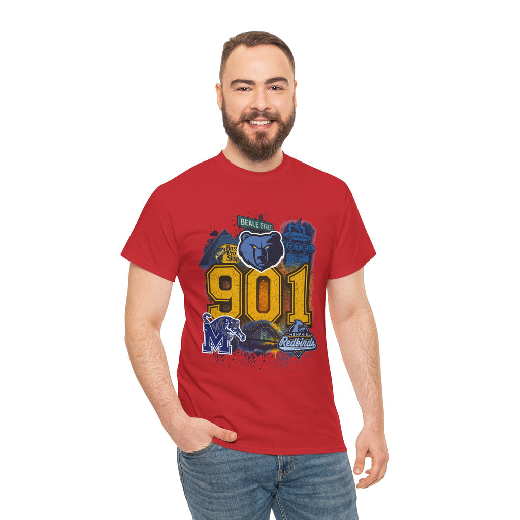 901 Memphis Vintage Collage T-Shirt — Grizzlies Beale St. City Pride Tee