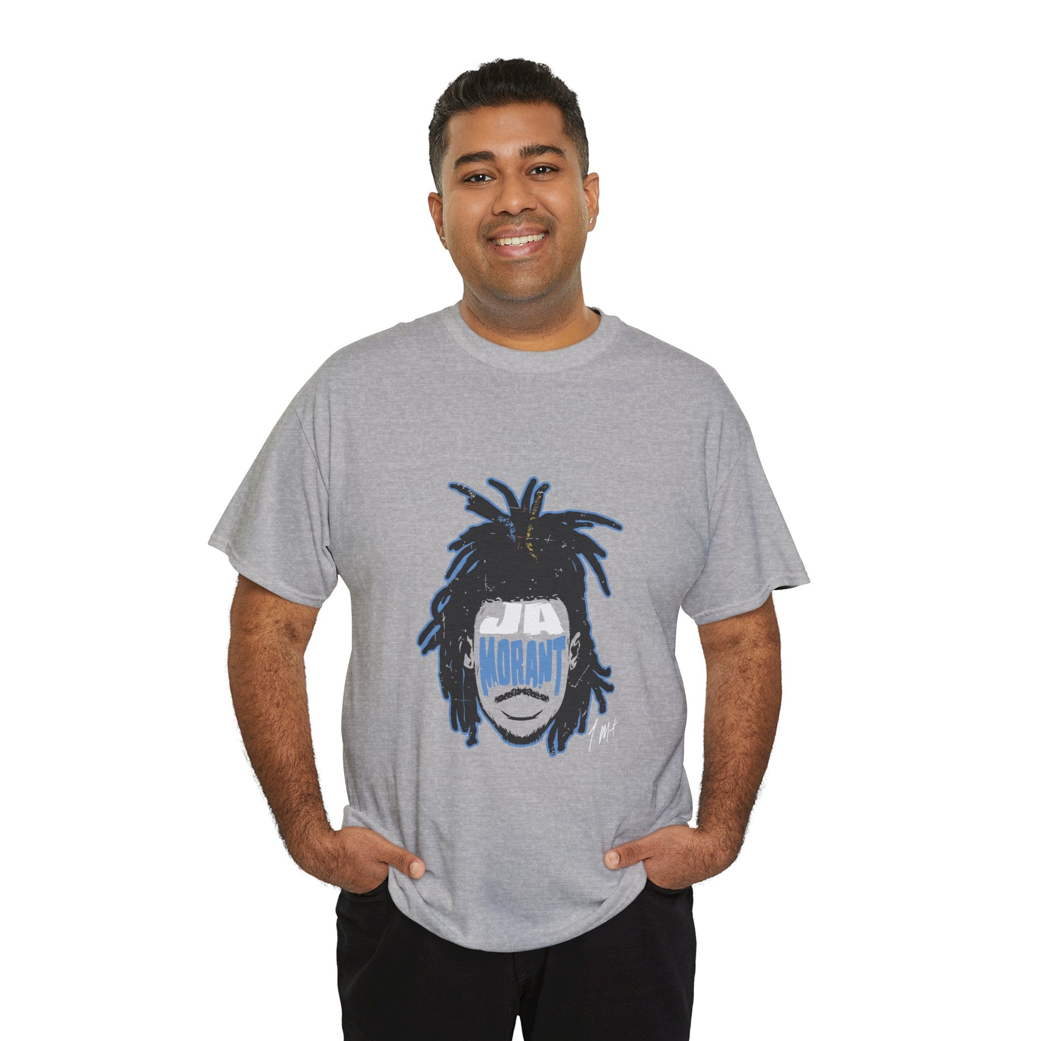 Dreadlocked Portrait T‑Shirt — Graphic Streetwear Tee with Blue Visor