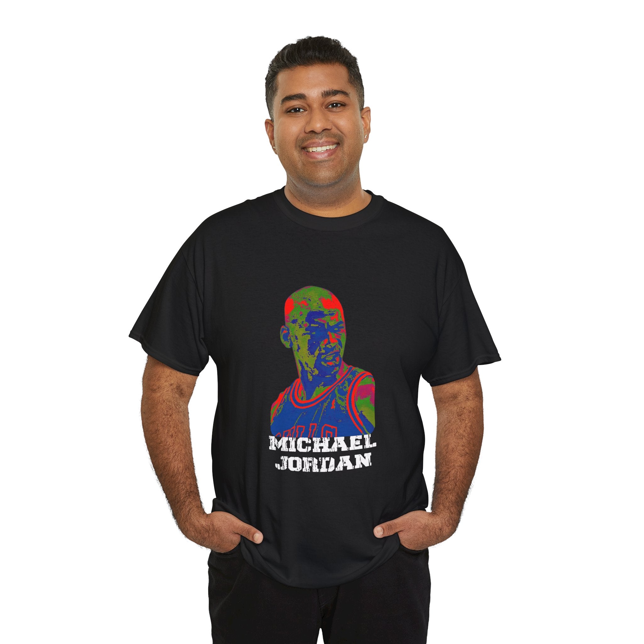 Michael Jordan Colorful Graphic Tee — Colorful Portrait Basketball Legend Design