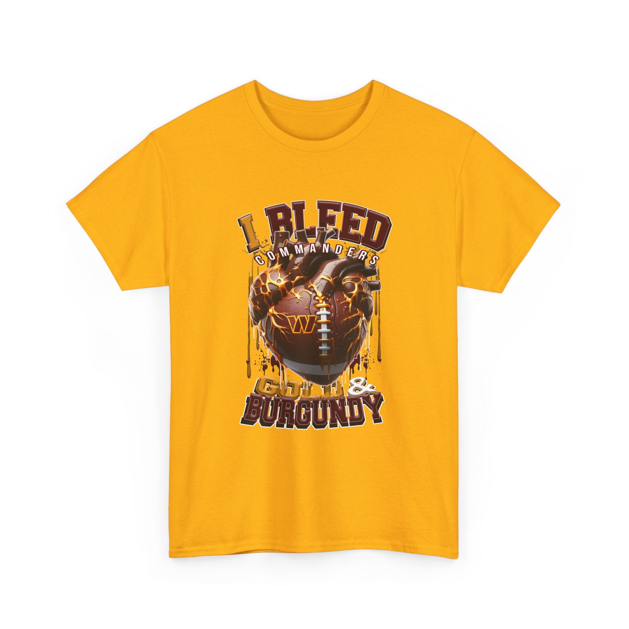 Football Helmet Graphic T-Shirt — "I Bleed Commanders Gold & Burgundy" Vintage-Style Tee for Fans