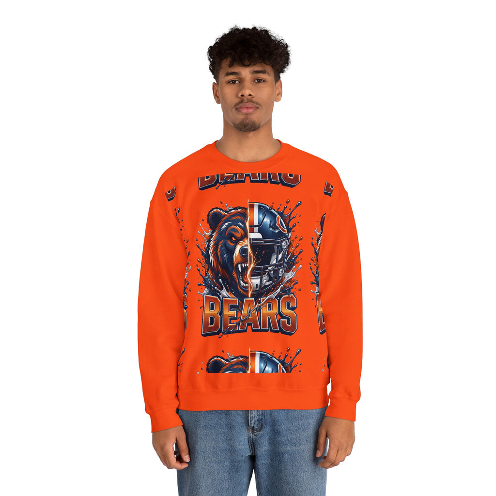 Bears Football Crewneck Sweatshirt — Fierce Bear & Helmet Team Pullover