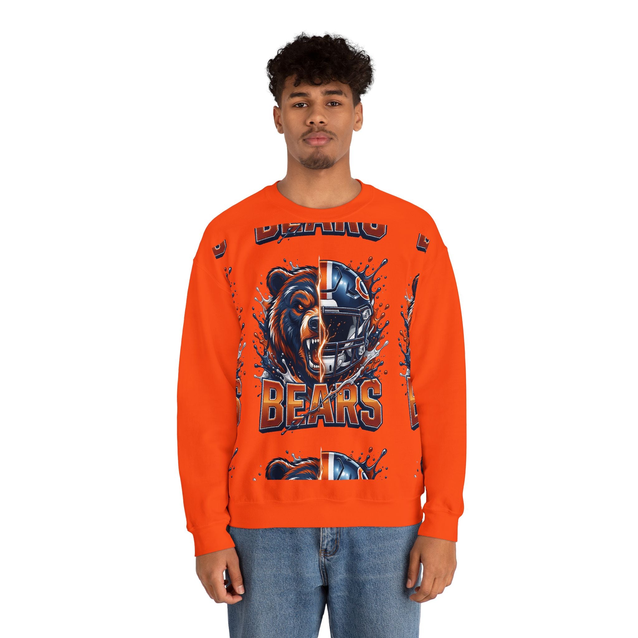 Bears Football Crewneck Sweatshirt — Fierce Bear & Helmet Team Pullover