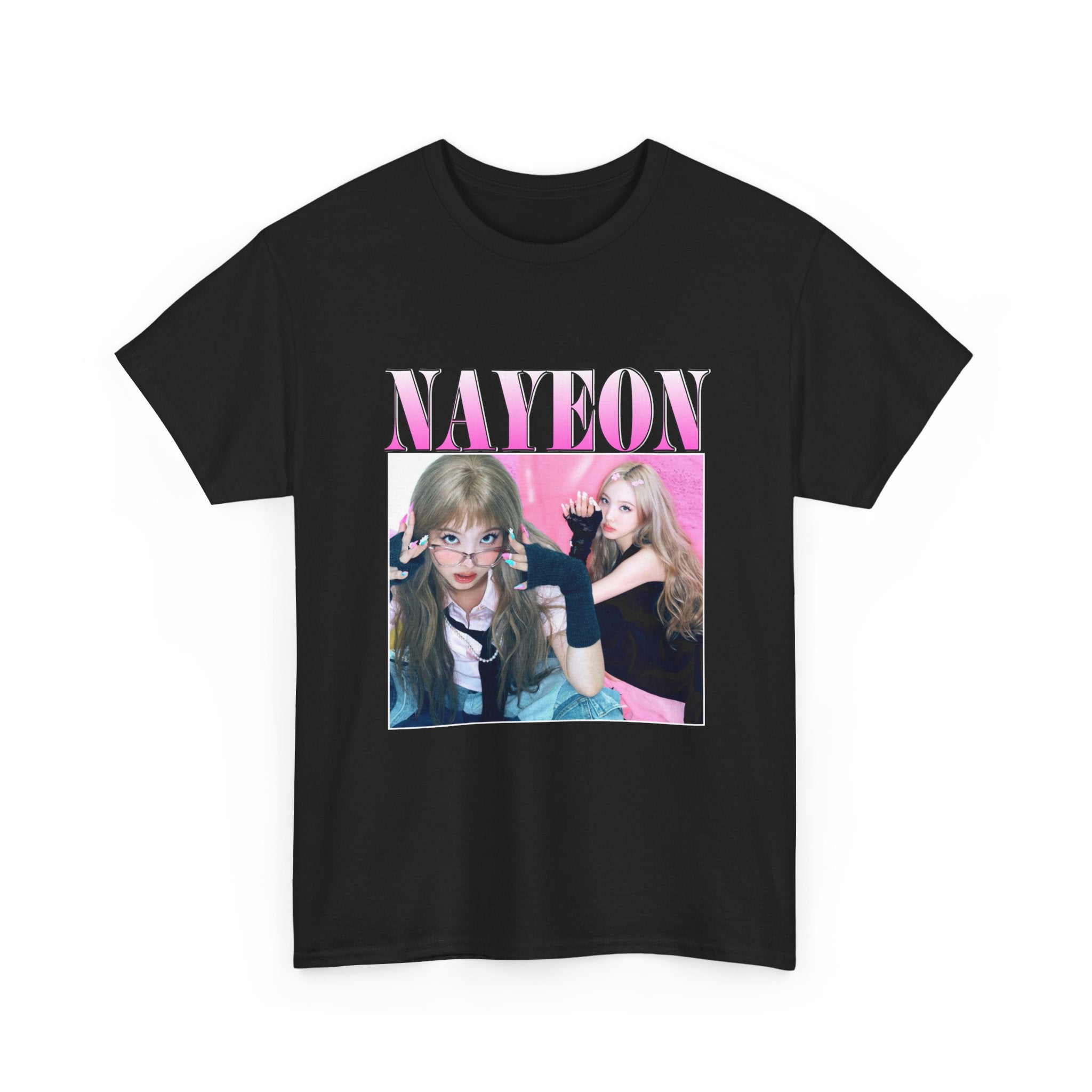 Nayeon Photo Collage Tee — Pink Retro K-Pop Fan Shirt