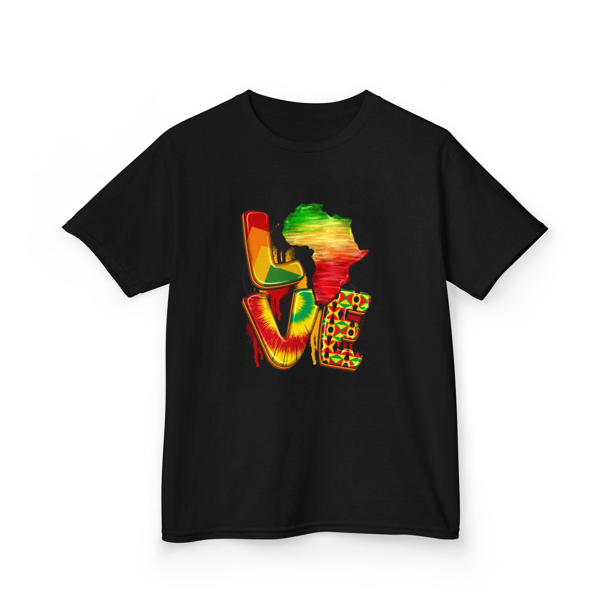 Kids Rasta Love T-Shirt — African Map Reggae Colors Youth Tee