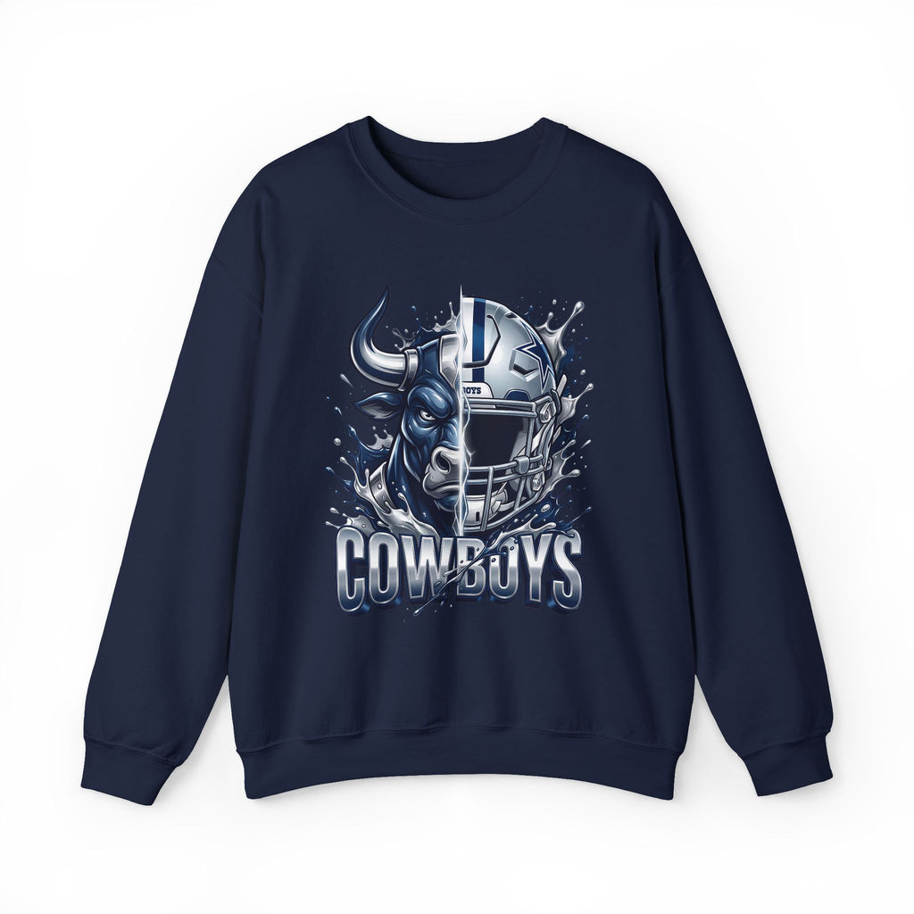 Cowboys Bull & Helmet Crewneck Sweatshirt — Football Fan Pullover