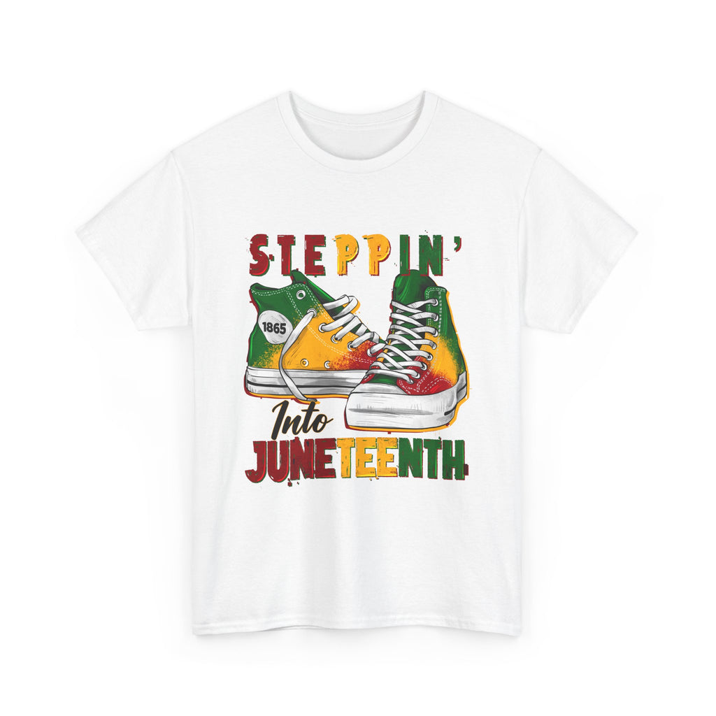 Juneteenth Steppin' Into Juneteenth T-Shirt — "Steppin' Into Juneteenth" Retro Sneakers Juneteenth Tee