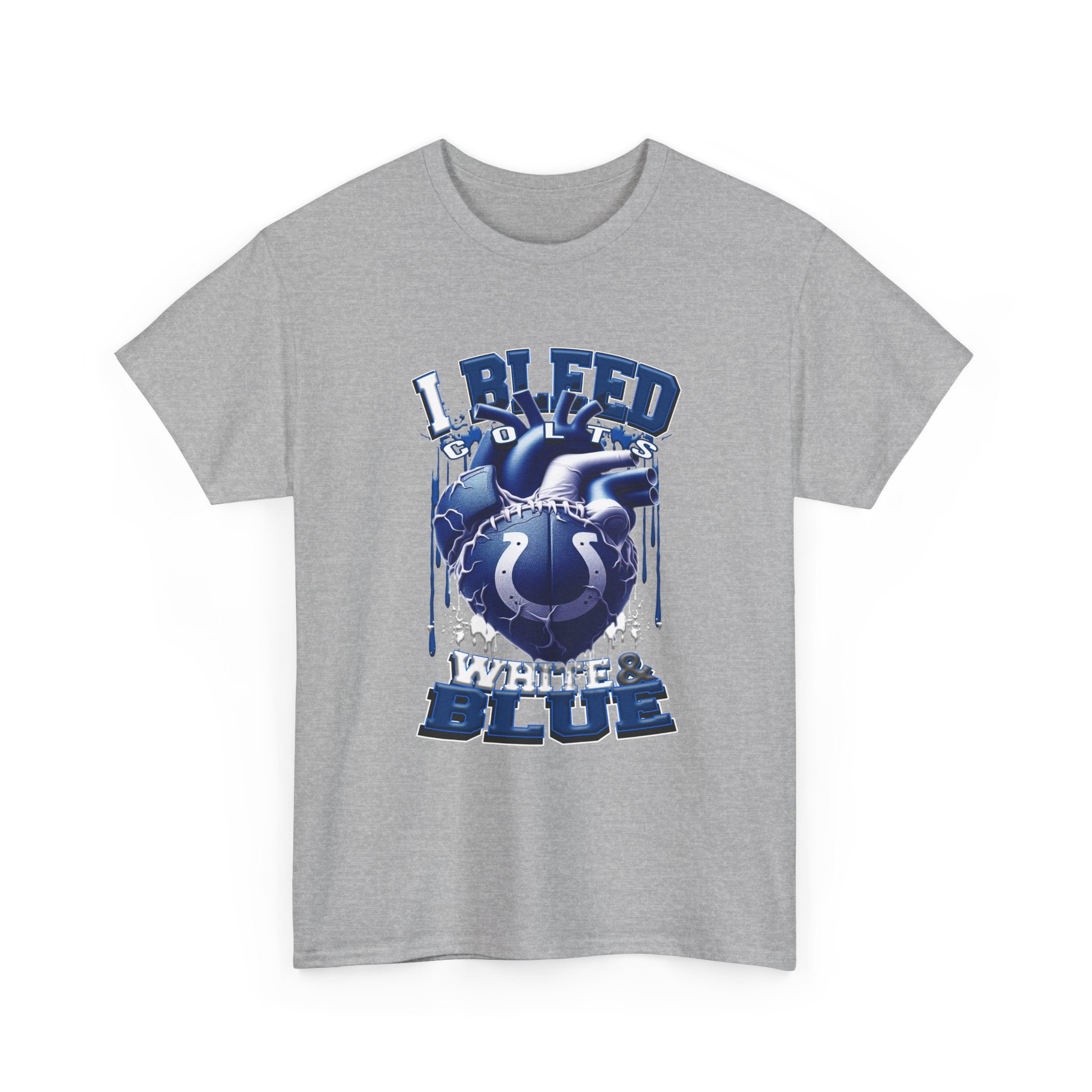 I Bleed Colts Blue T-Shirt — Fan Heart Graphic Tee
