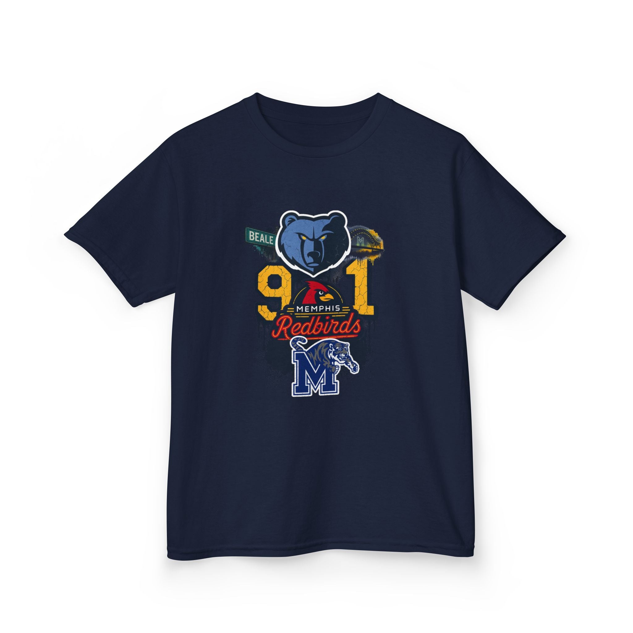 Kids Sports Mascot Tee — '901 Redbirds & M Logo Graphic