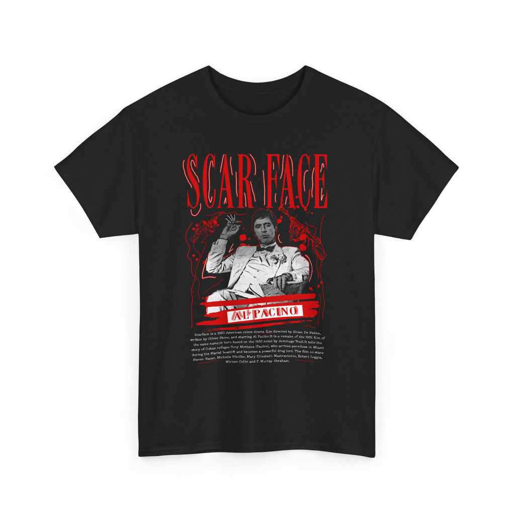 Scarface Graphic Tee — Vintage Red & Black Movie Poster Shirt