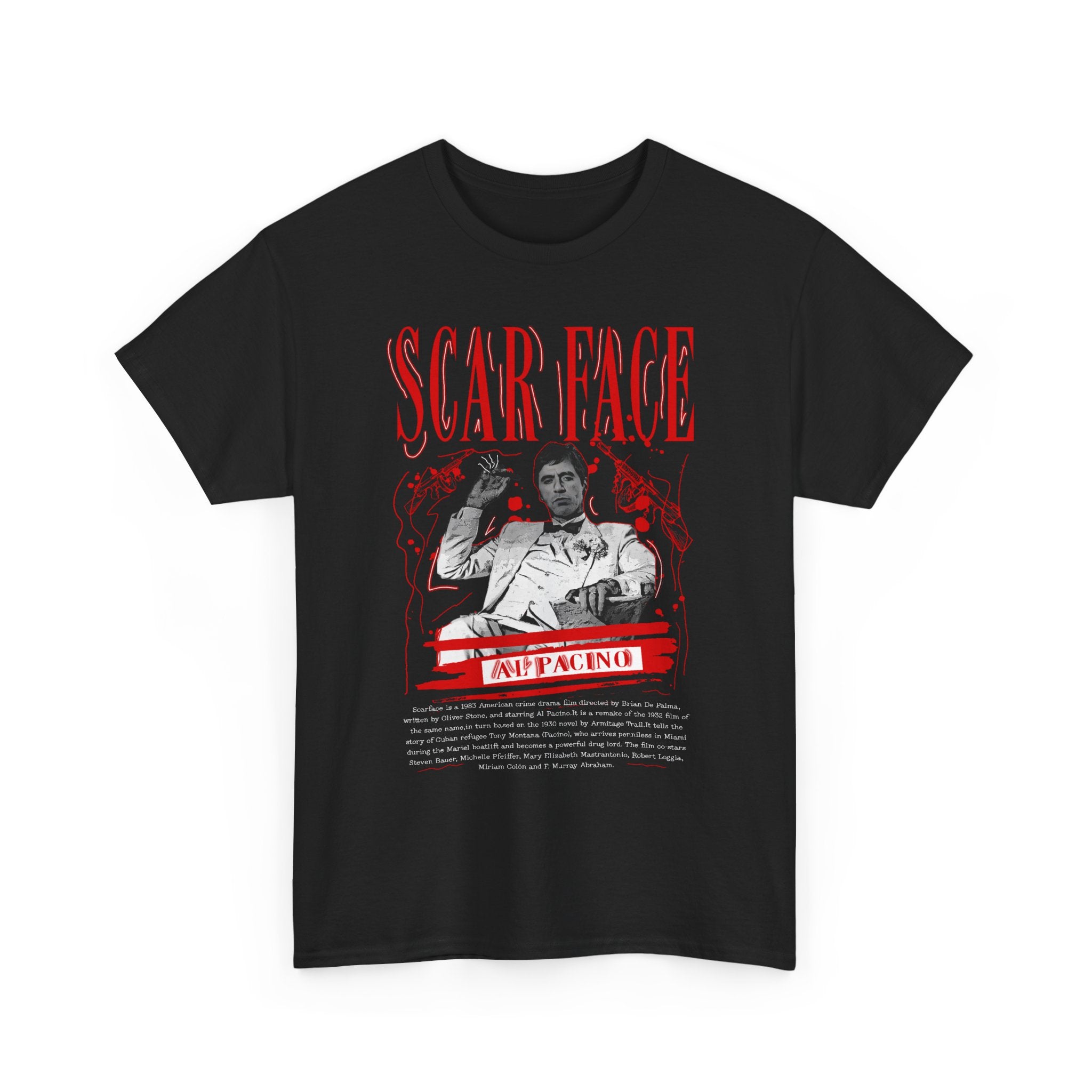 Scarface Graphic Tee — Vintage Red & Black Movie Poster Shirt