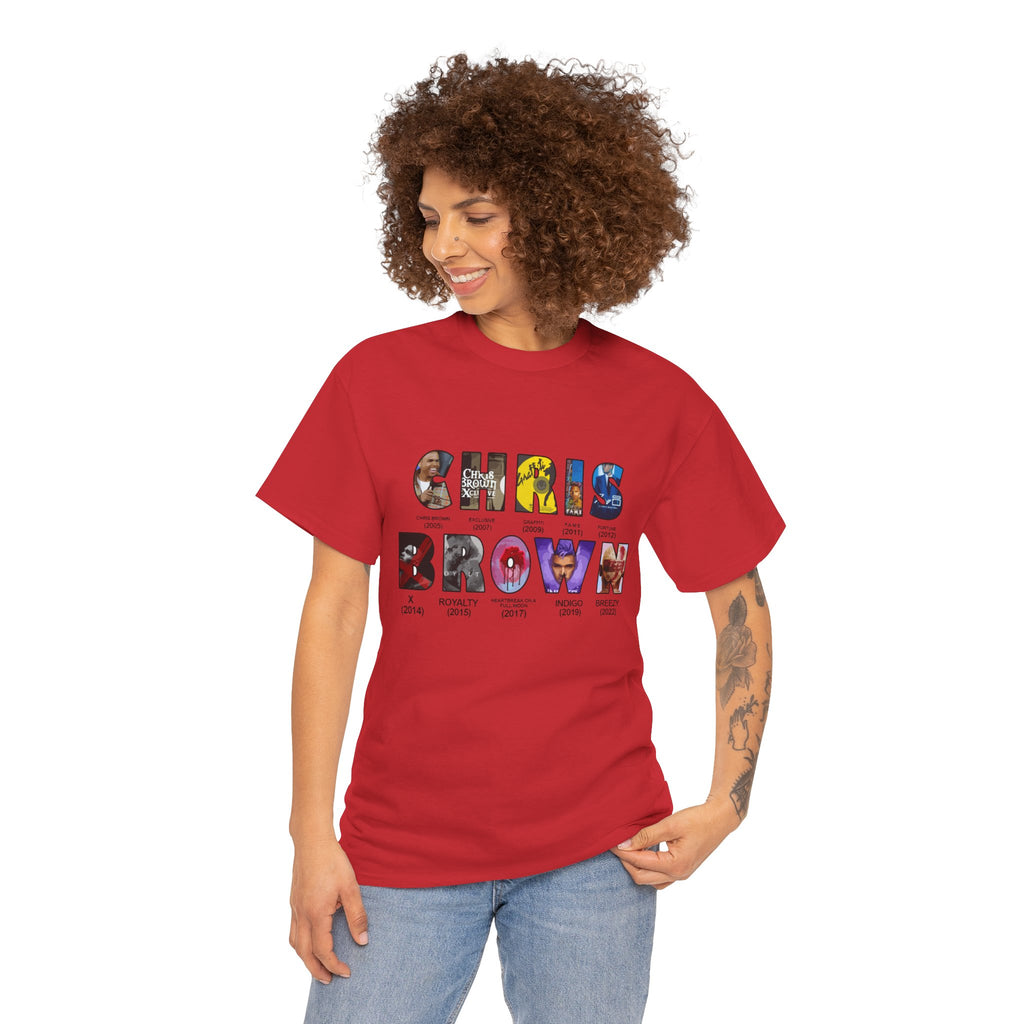 Chris Brown Collage Tee — R&B Artist Photo Letter Graphic T-Shirt