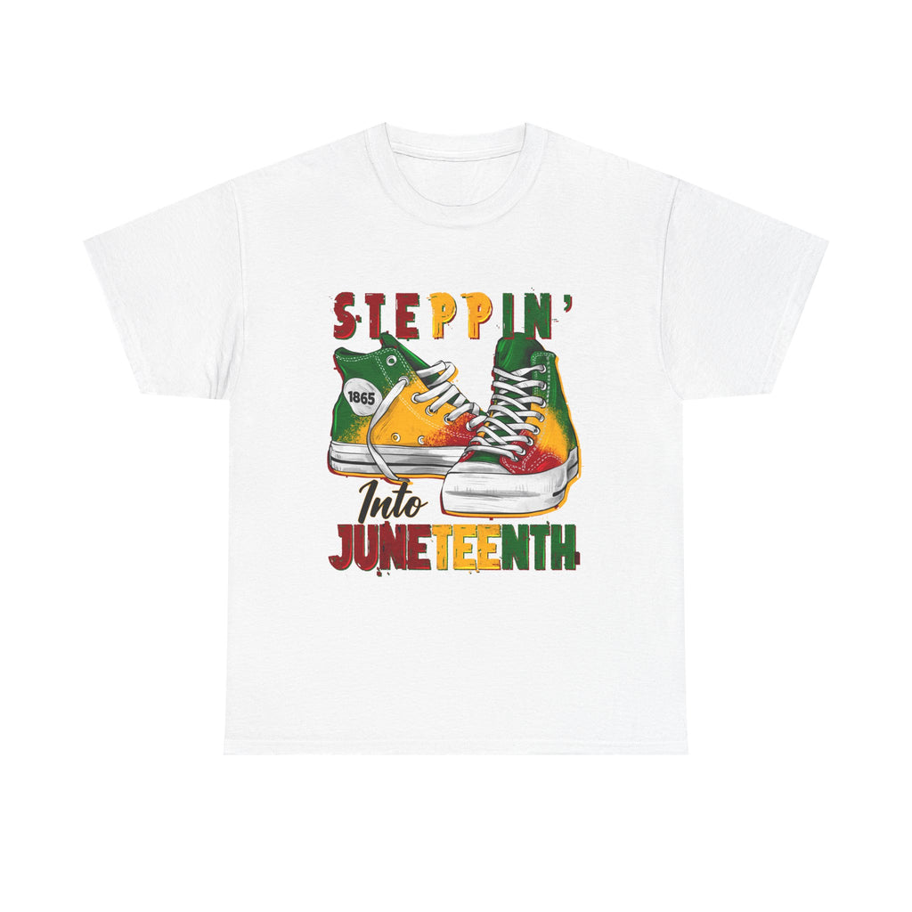 Juneteenth Steppin' Into Juneteenth T-Shirt — "Steppin' Into Juneteenth" Retro Sneakers Juneteenth Tee