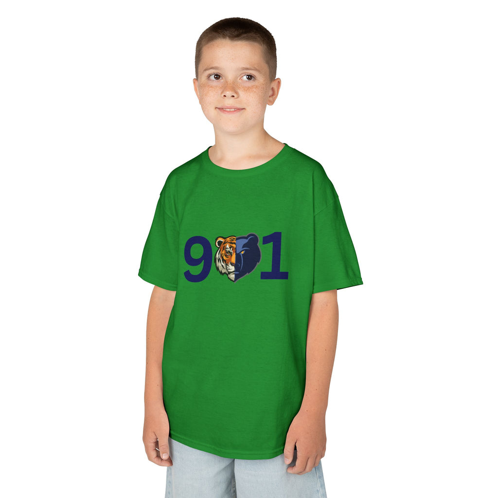 Kids 901 Memphis Tigers Tee — 901 with Tiger Face Kids T‑Shirt