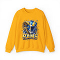 Rams Football Crewneck Sweatshirt — Helmet & Ram Skull Graphic