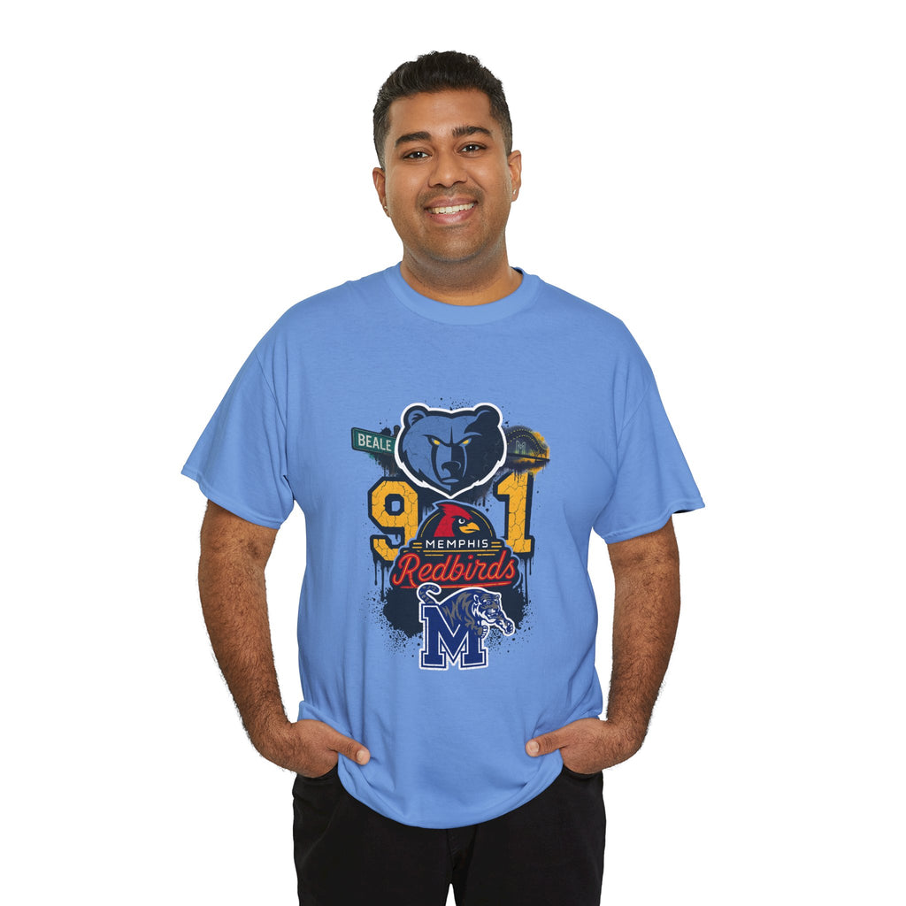 Memphis Sports Collage T-Shirt — 901 Redbirds & Grizzlies Graphic Tee
