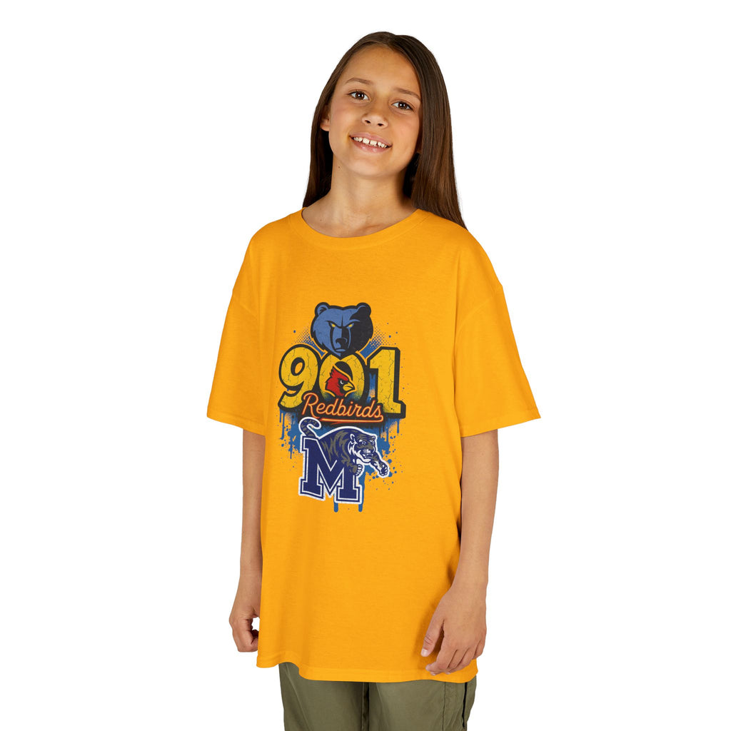 Kids Tee — 901 Redbirds Memphis Grizzlies Bear Logo Youth Shirt