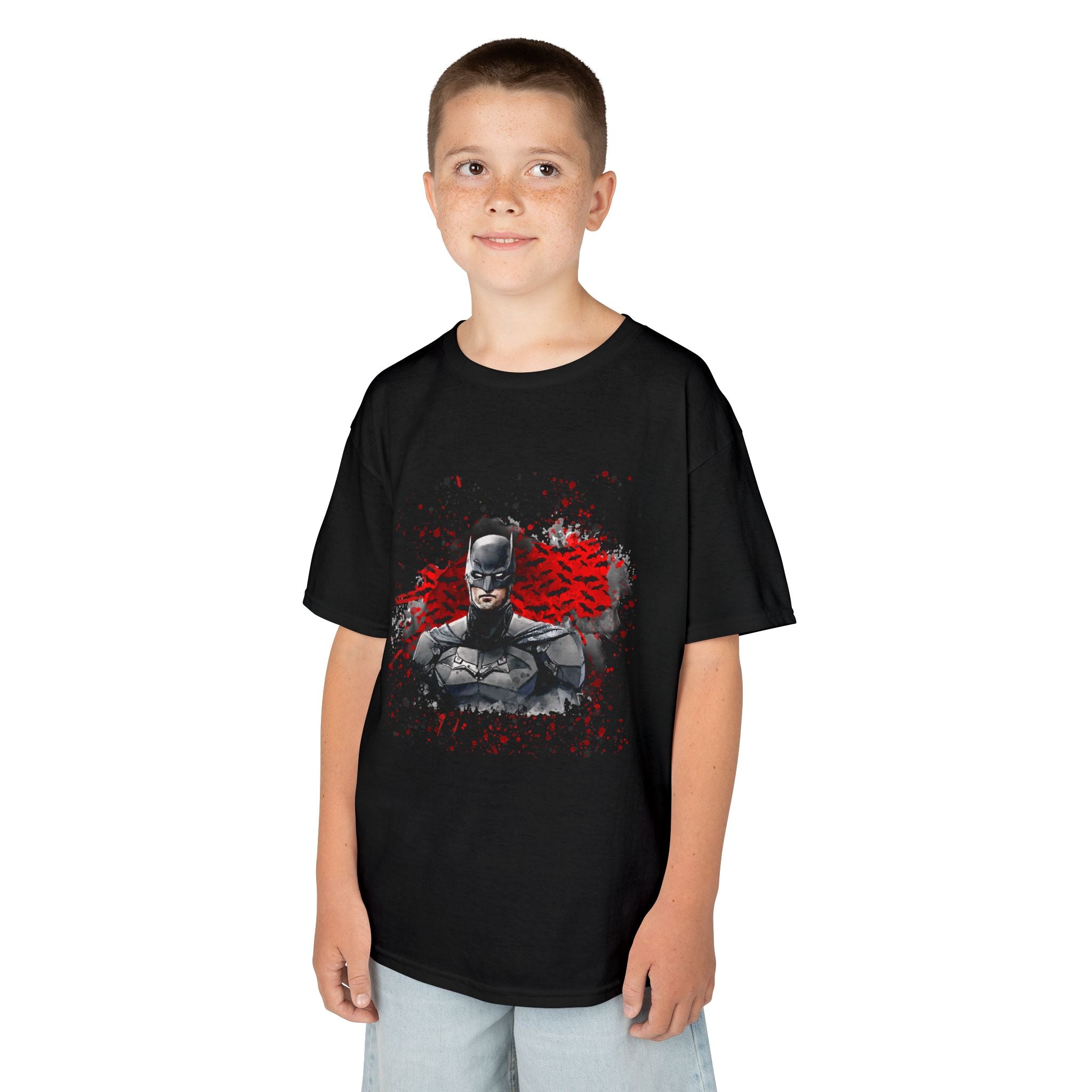 Batman Graphic T-Shirt — Dark Knight Bust with Red Splatter Art