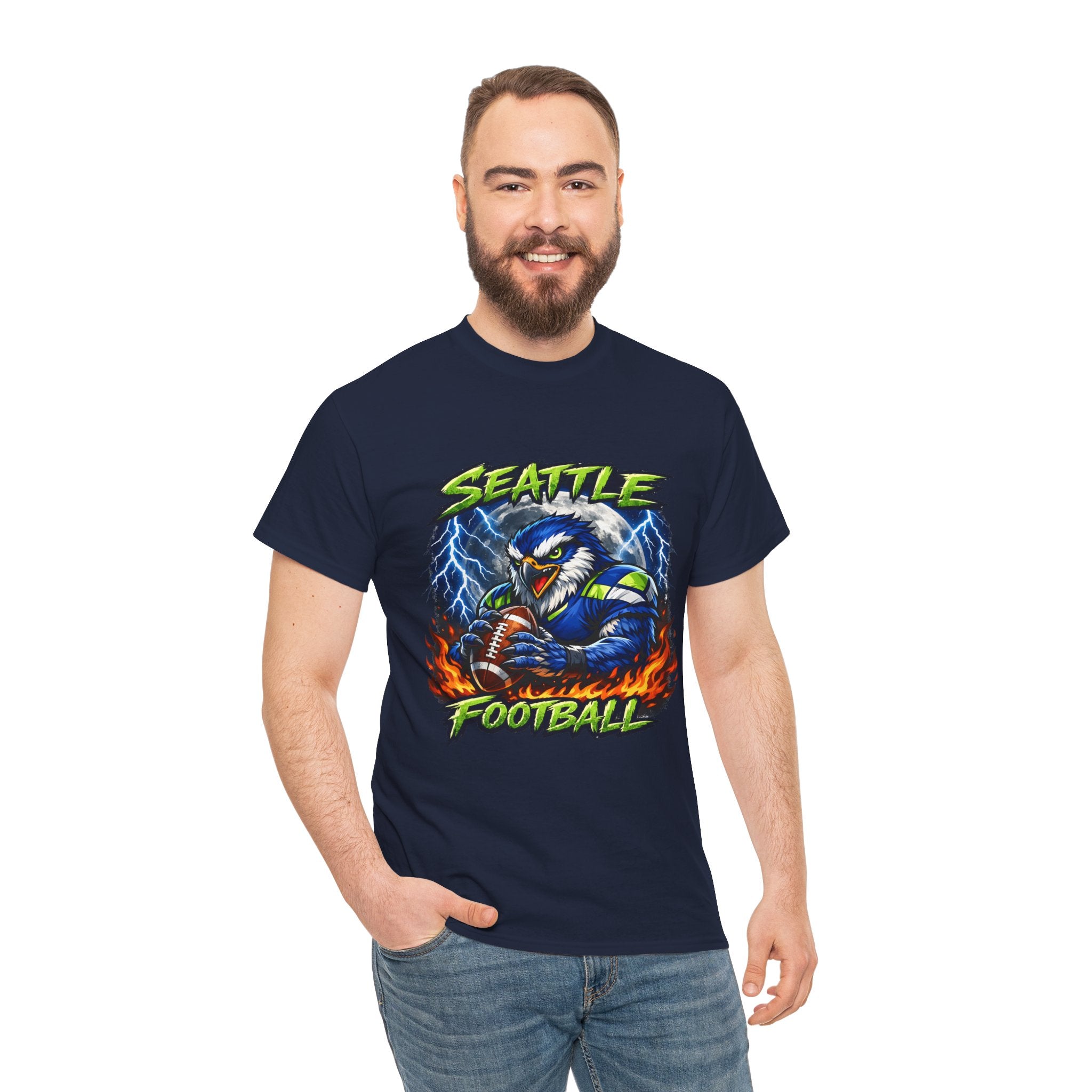 Seattle Seahawks Football T‑Shirt — Fierce Seahawk Mascot Graphic Tee