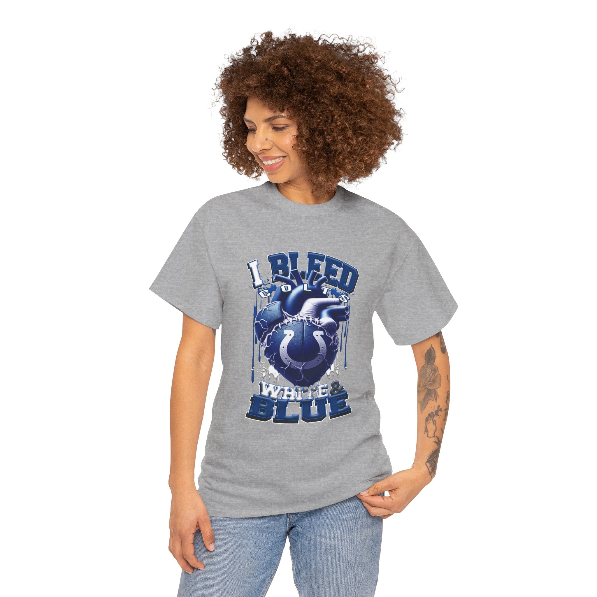 I Bleed Colts Blue T-Shirt — Fan Heart Graphic Tee