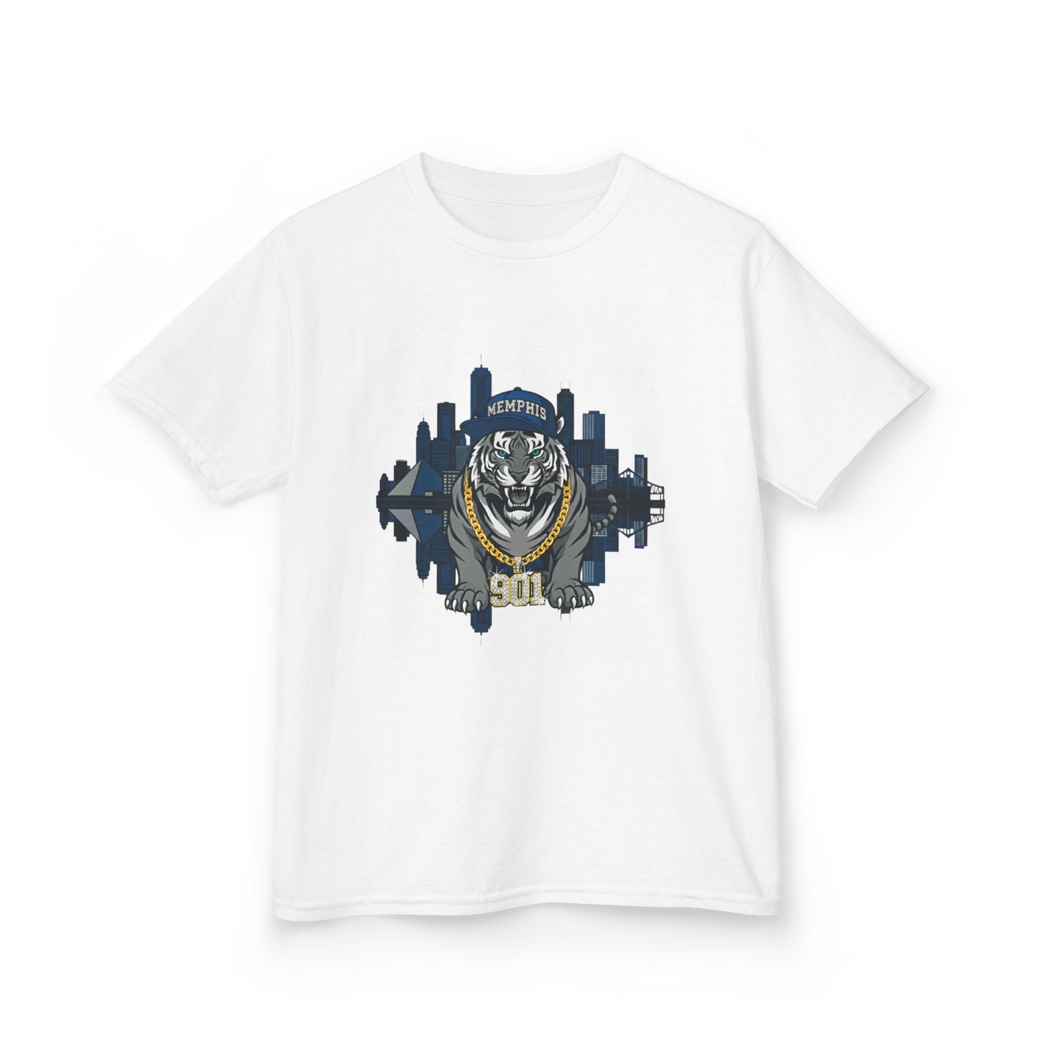 Kids Tiger Mascot T-Shirt — '901 City Skyline Design