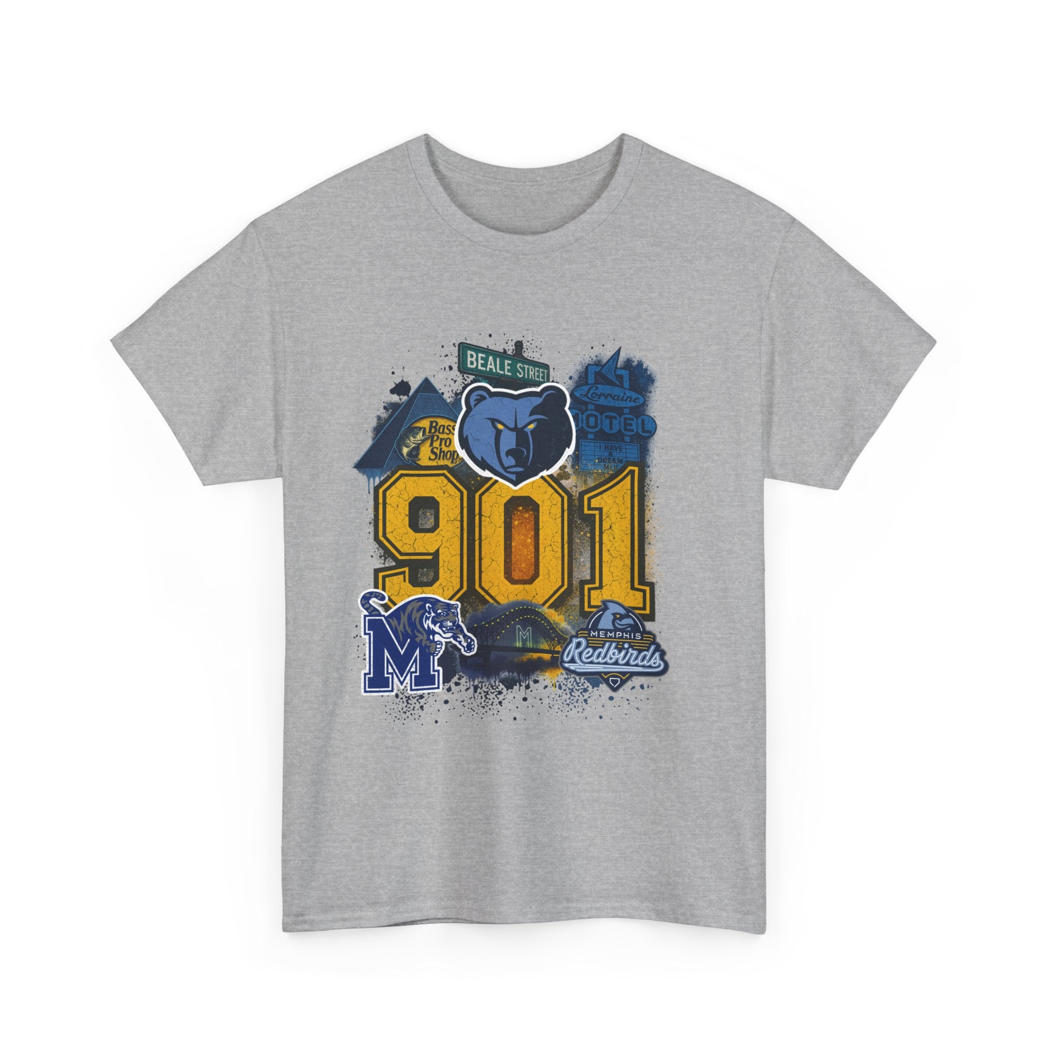901 Memphis Vintage Collage T-Shirt — Grizzlies Beale St. City Pride Tee