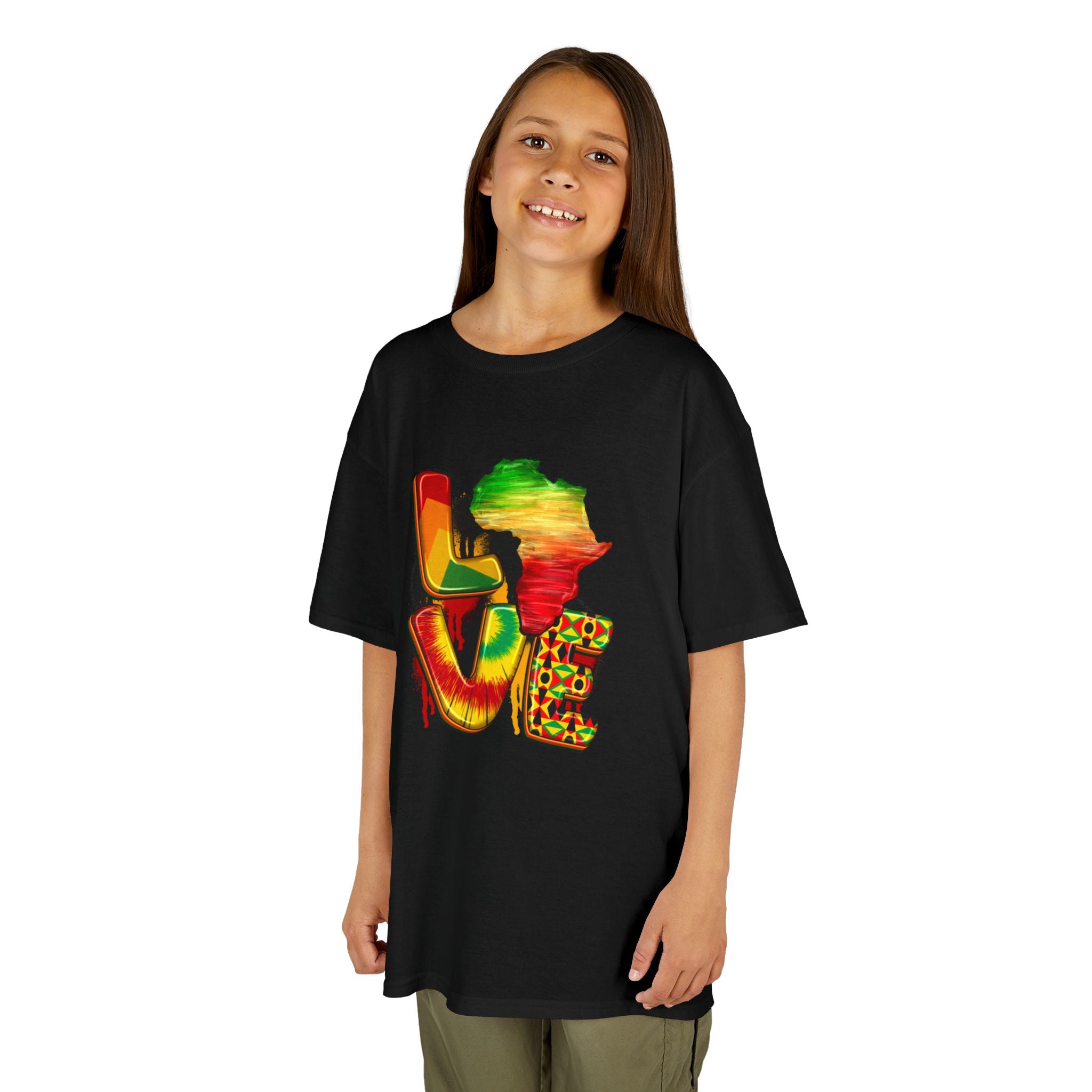 Kids Rasta Love T-Shirt — African Map Reggae Colors Youth Tee