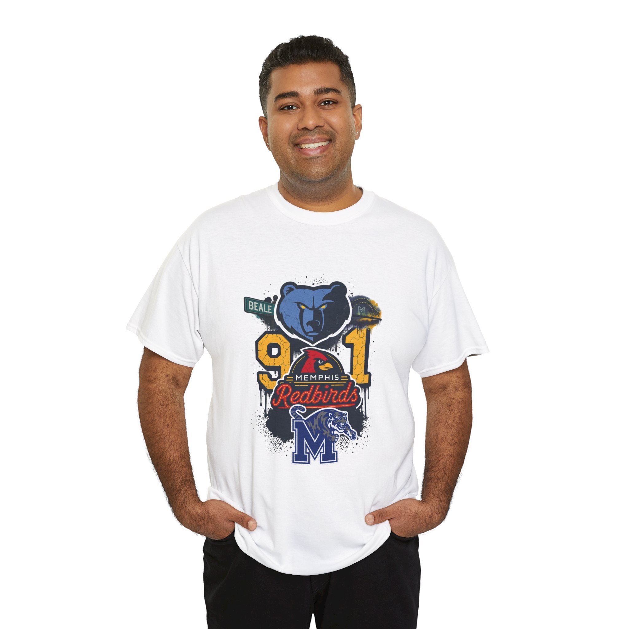 Memphis Sports Collage T-Shirt — 901 Redbirds & Grizzlies Graphic Tee