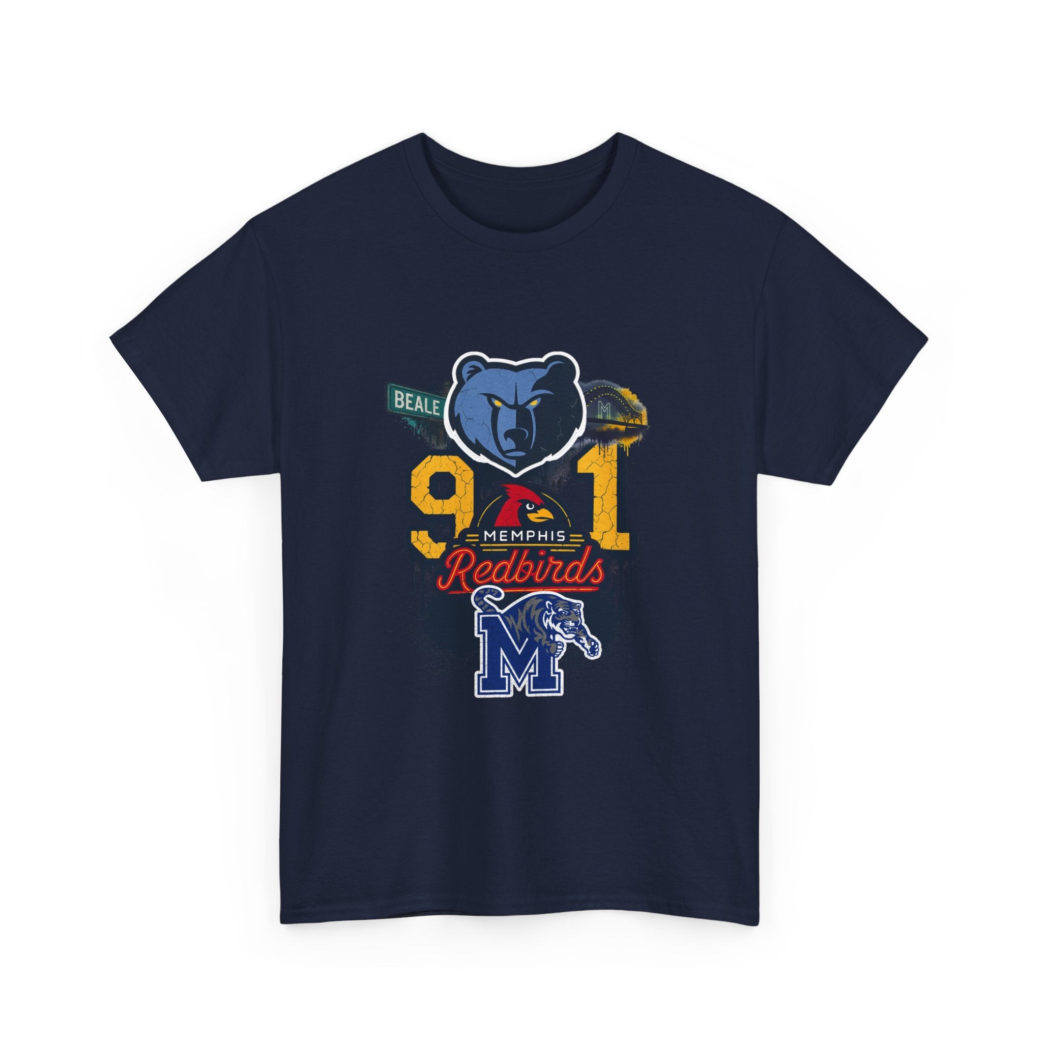 Memphis Sports Collage T-Shirt — 901 Redbirds & Grizzlies Graphic Tee