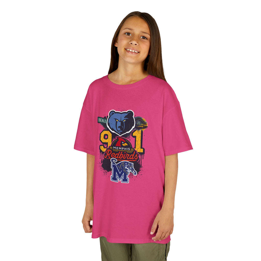 Kids Sports Mascot Tee — '901 Redbirds & M Logo Graphic