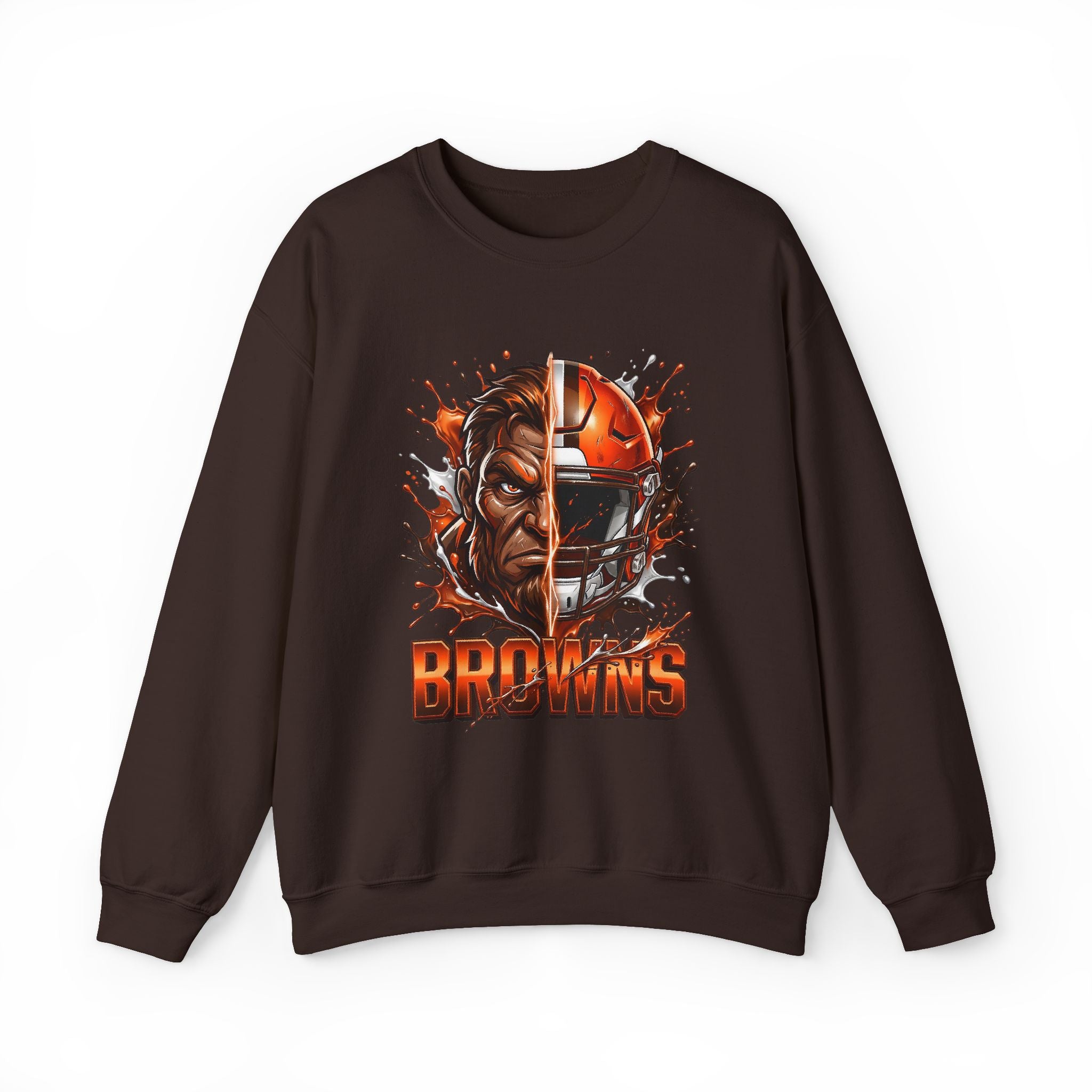 Browns Helmet Warrior Crewneck Sweatshirt — Cleveland Football Fan Pullover