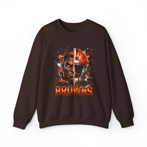 Browns Helmet Warrior Crewneck Sweatshirt — Cleveland Football Fan Pullover